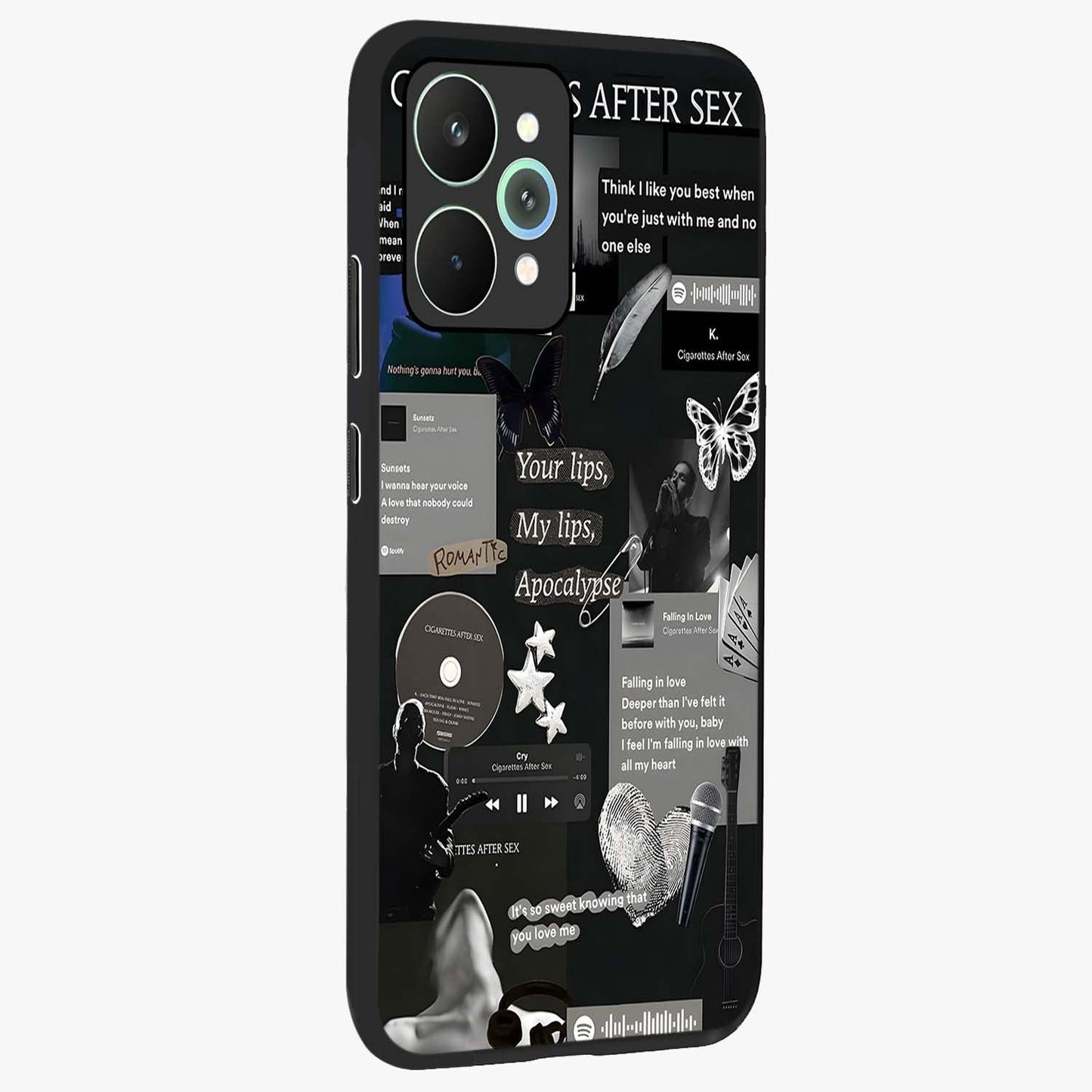 Midnight Love Echo Glass Case upright view showcasing expressive romantic artwork with dreamy midnight theme.