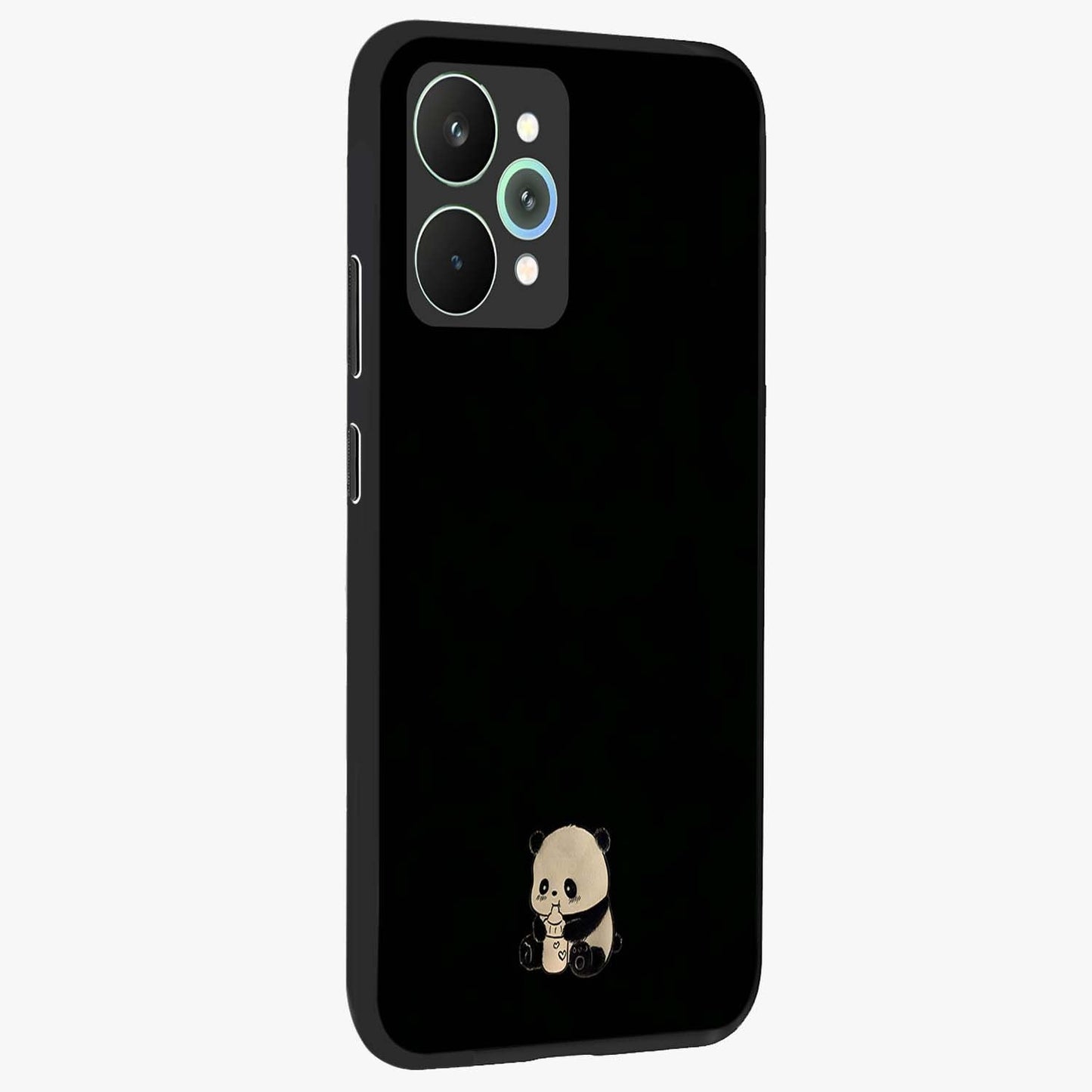 Midnight Panda Love Glass Case upright view showcasing charming panda artwork with playful romantic theme.