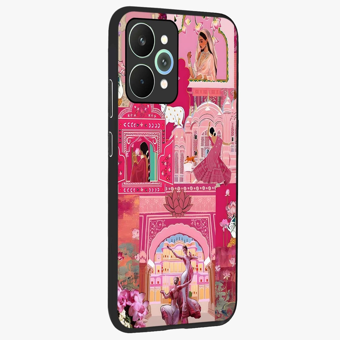 Pink Palace Muse Glass Case upright view showcasing artistic palace artwork with graceful royal theme.