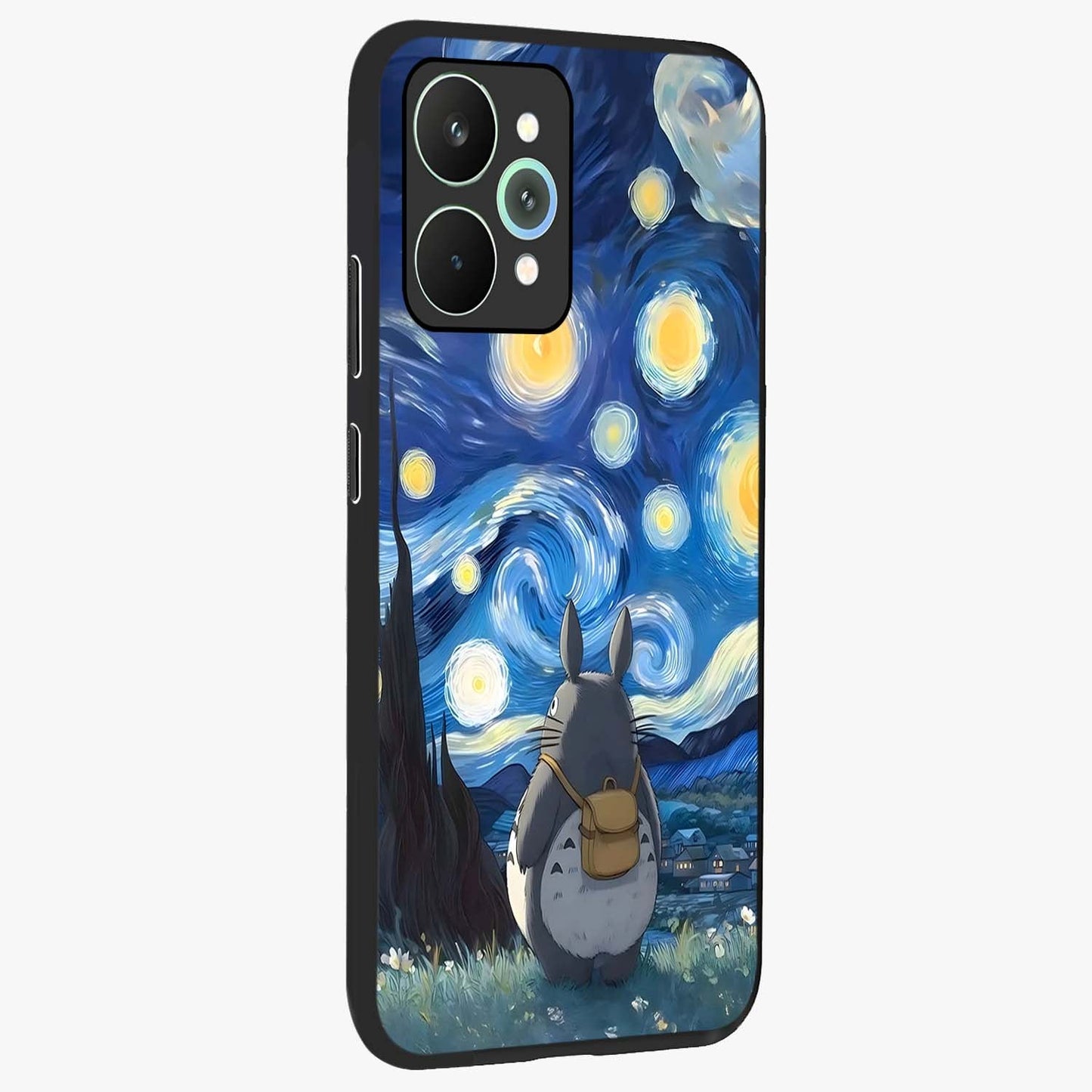 Totoro In Van Gogh Art Glass Case upright view showcasing creative character artwork with painterly artistic theme.