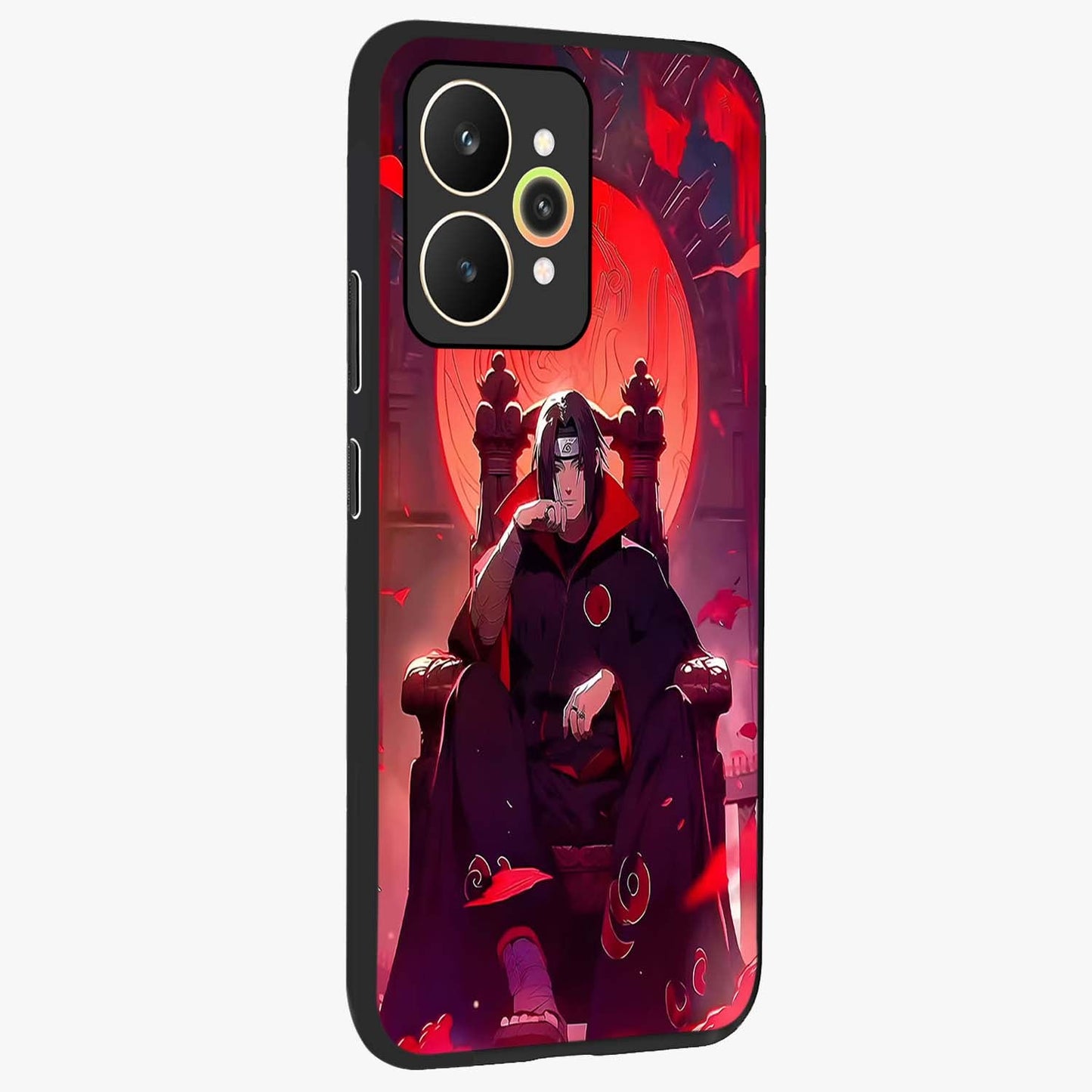 Blood Moon Sovereign Glass Case upright view showcasing powerful moon inspired artwork with cosmic aesthetic style.