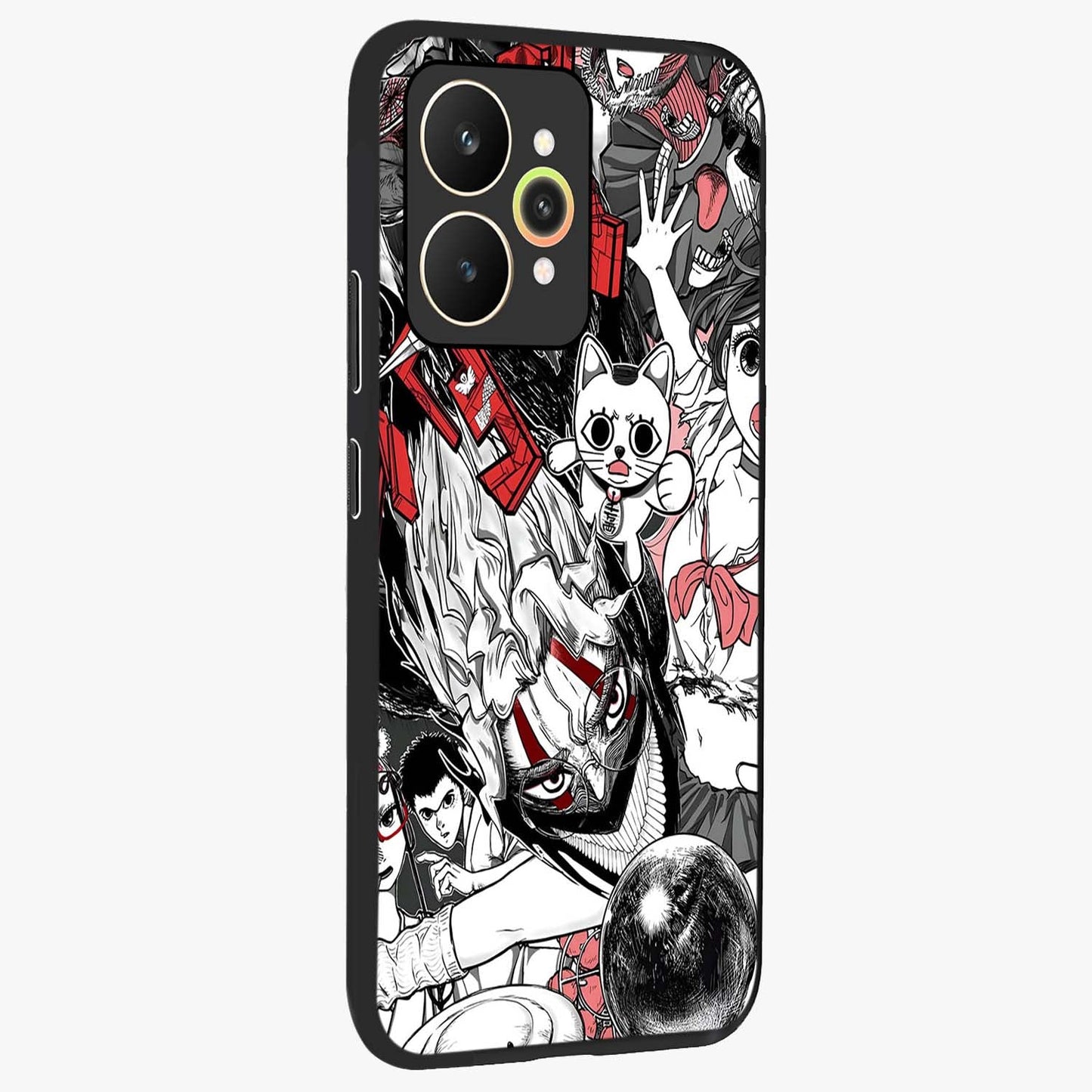 Crimson Chaos Panel Glass Case upright view showcasing intense crimson artwork with dramatic aesthetic style.