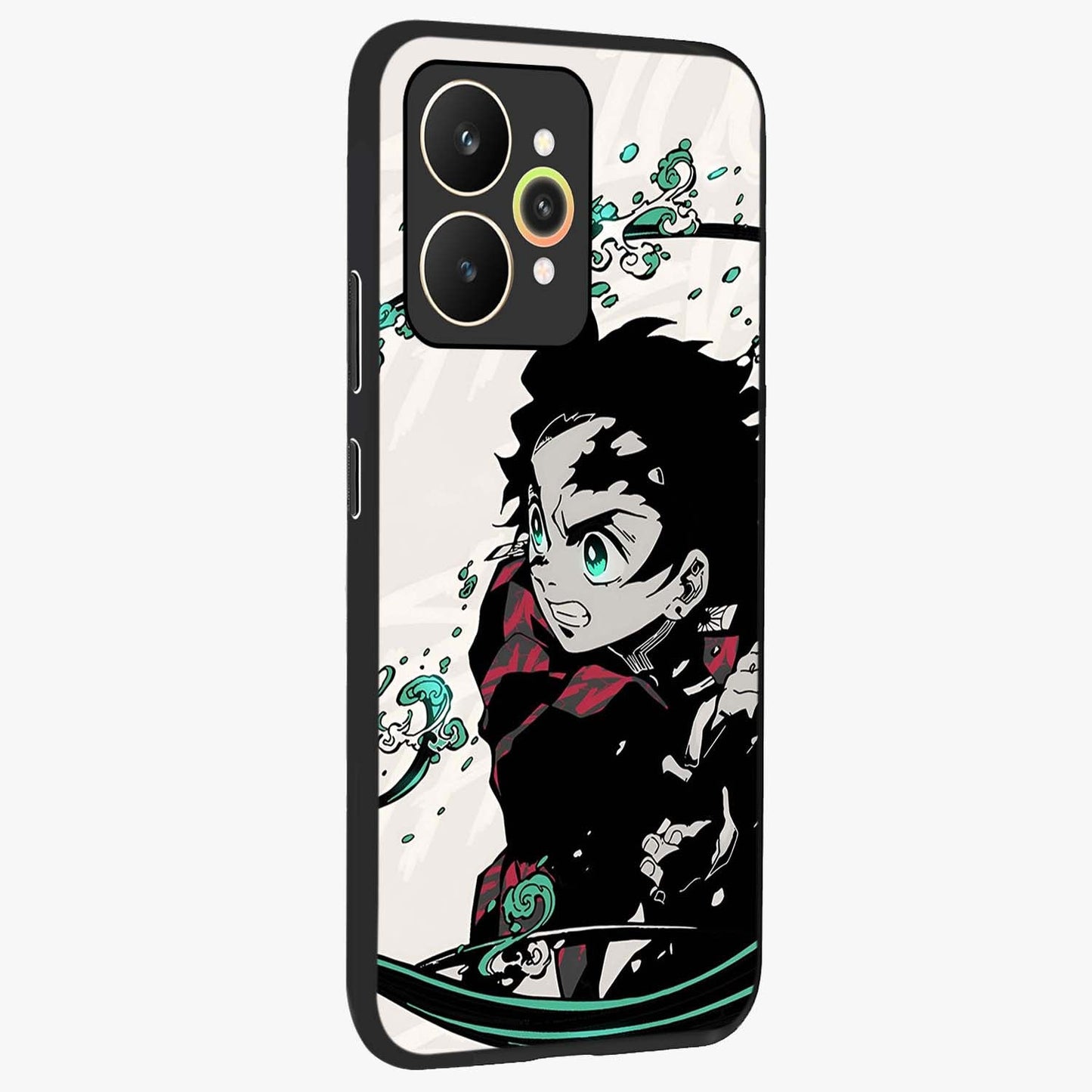 Demon Slayer Glass Case upright view showcasing powerful anime artwork with intense warrior theme.