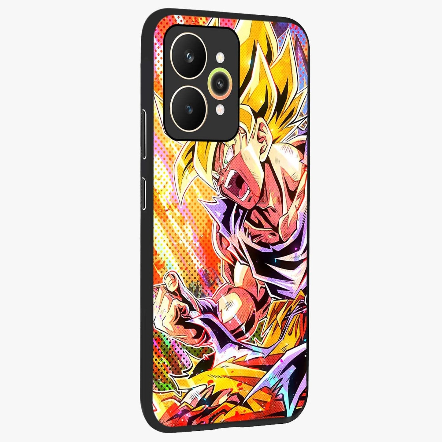 Firing Goku Glass Case upright view showcasing energetic anime artwork with bold warrior theme.