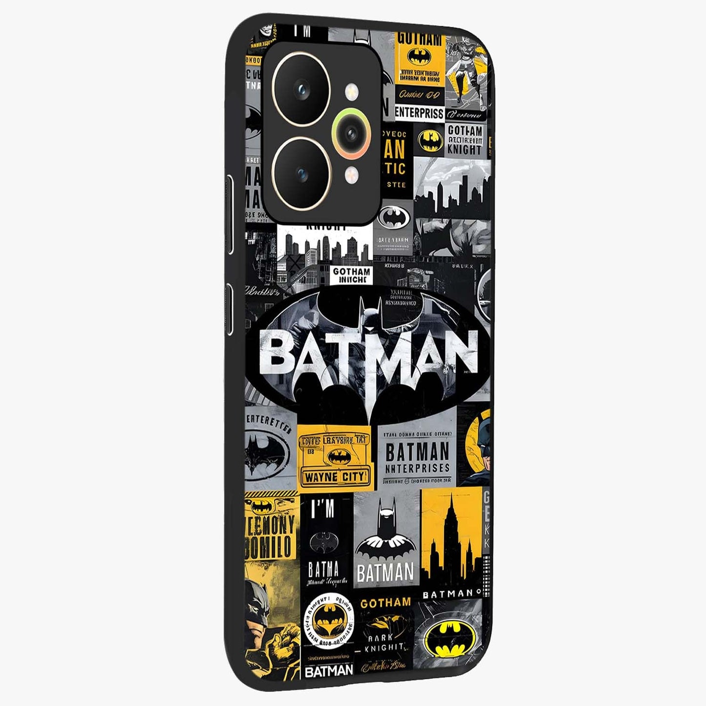 Knight Gotham Rise Glass Case upright view showcasing bold vigilante themed artwork with gothic city vibe.