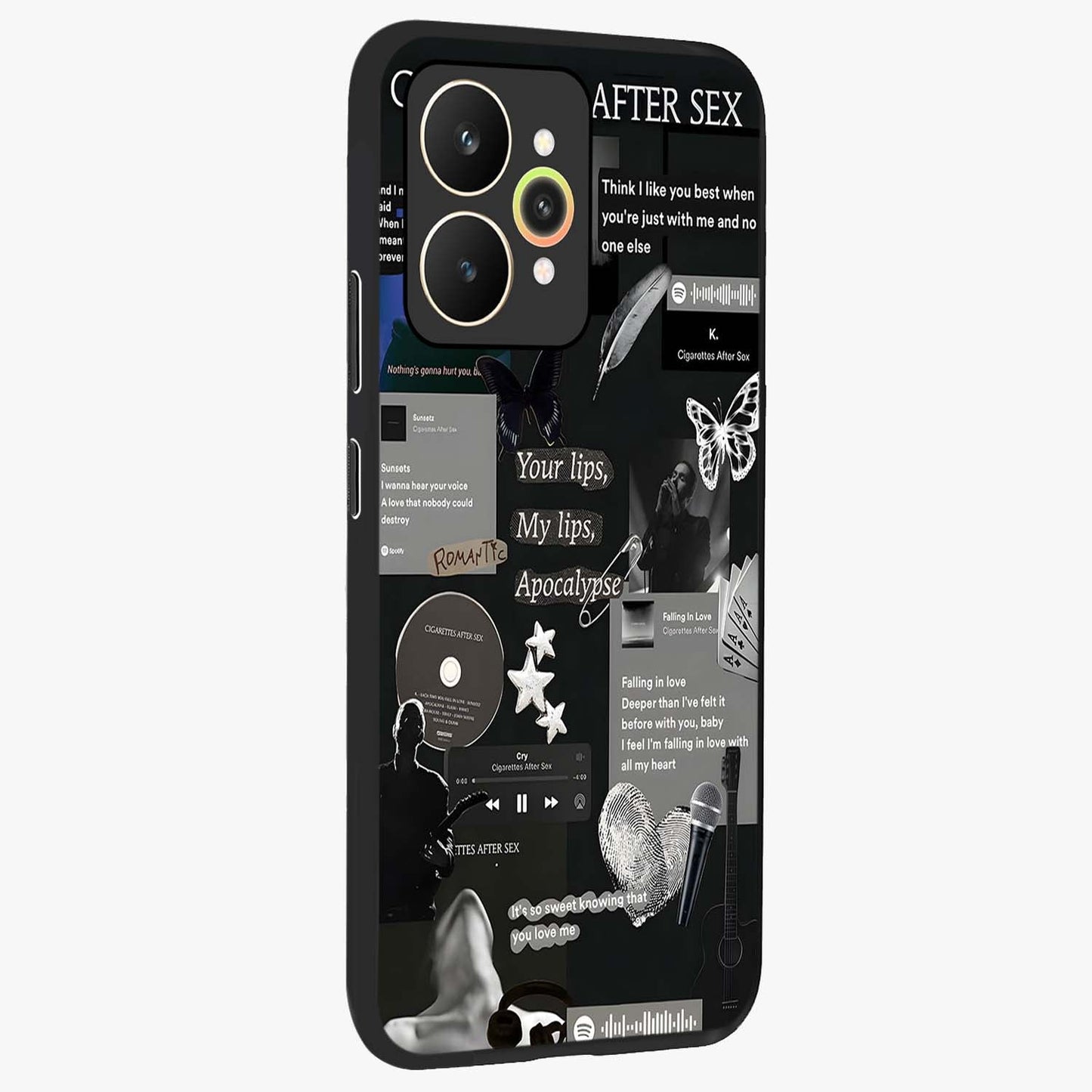 Midnight Love Echo Glass Case upright view showcasing expressive romantic artwork with dreamy midnight theme.