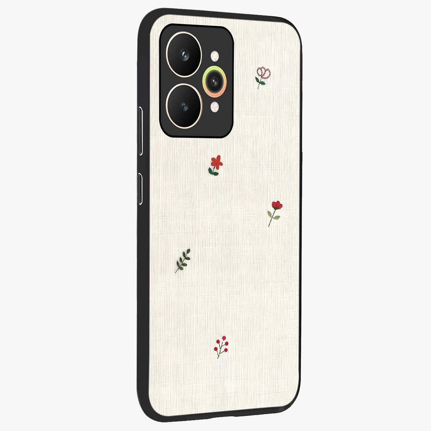 Minimalistic Blue With White Flower Pattern Glass Case upright view showcasing clean white flower artwork with calming blue theme.