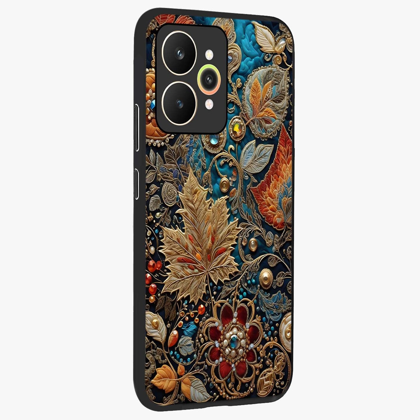 Royal Jewel Garden Glass Case upright view showcasing rich floral artwork with luxurious garden theme.