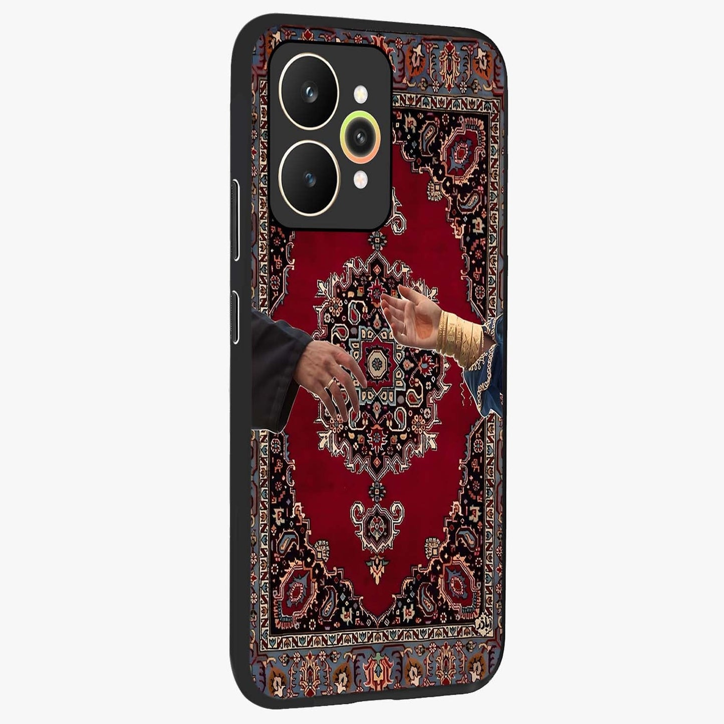 Royal Touch Reach Glass Case upright view showcasing stylish royal inspired artwork with graceful theme.