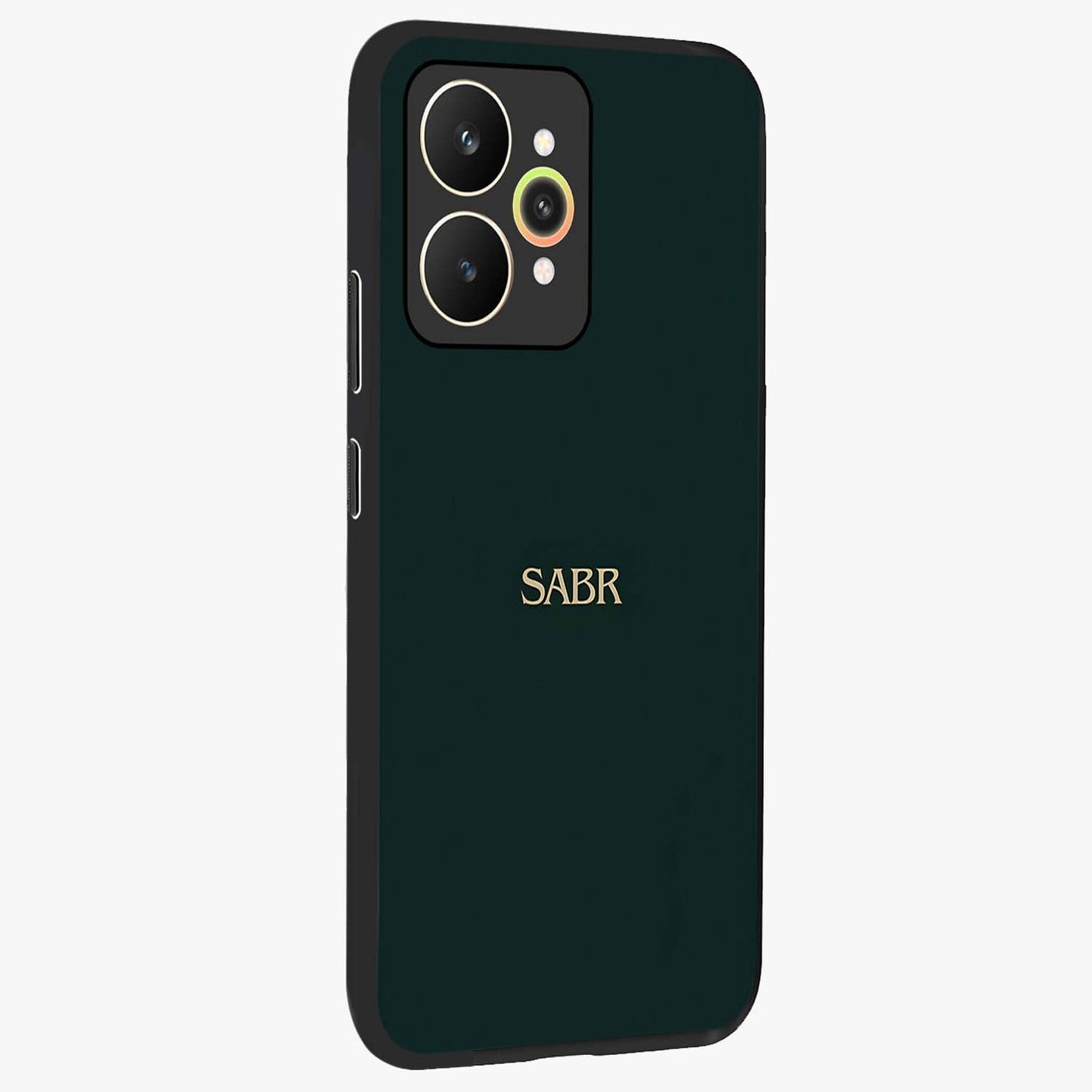 Sabr Minimal Patience Glass Case upright view showcasing calm minimalist artwork with motivational patience theme.