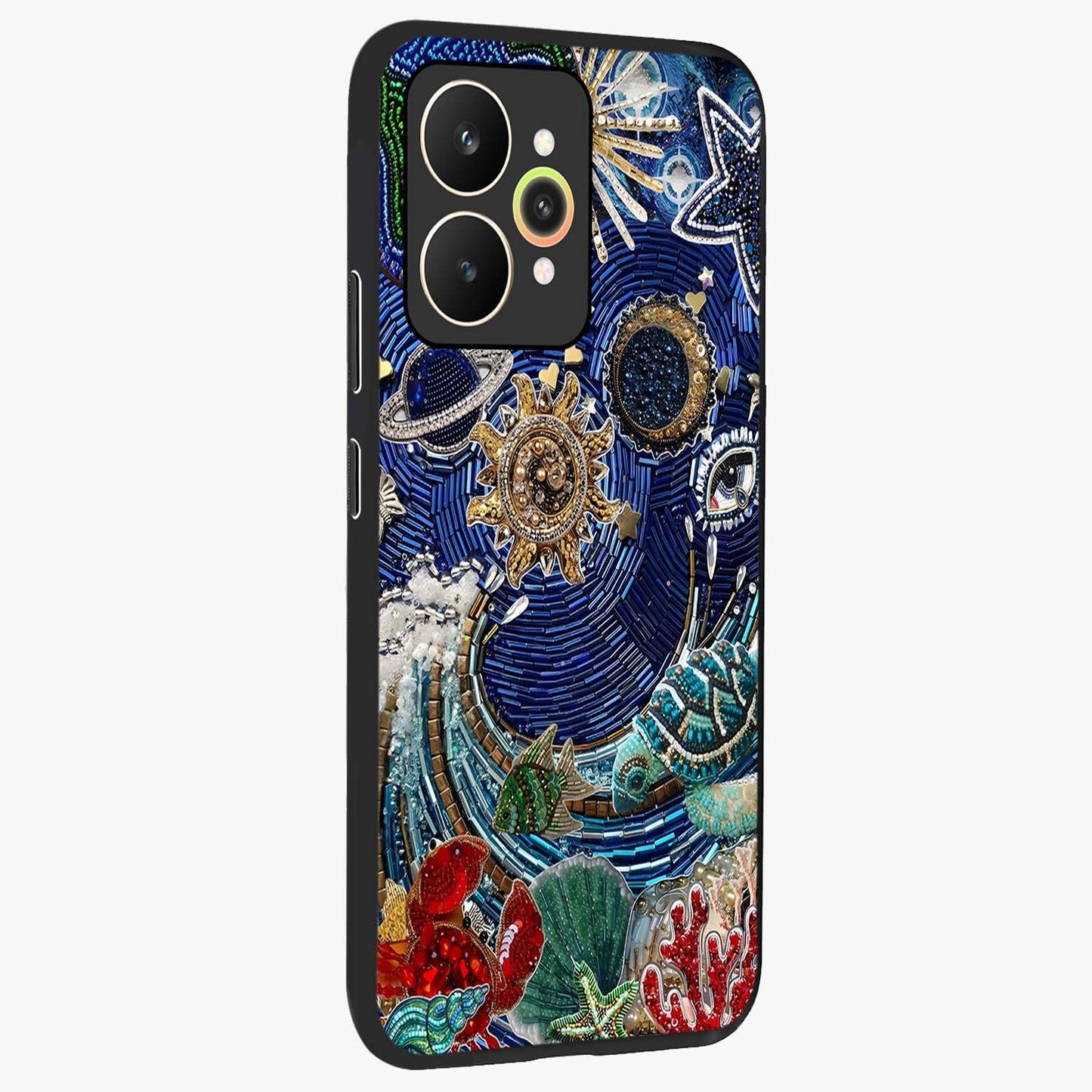 Universe Underwater Spark Glass Case upright view showcasing magical underwater galaxy artwork with vibrant cosmic theme.