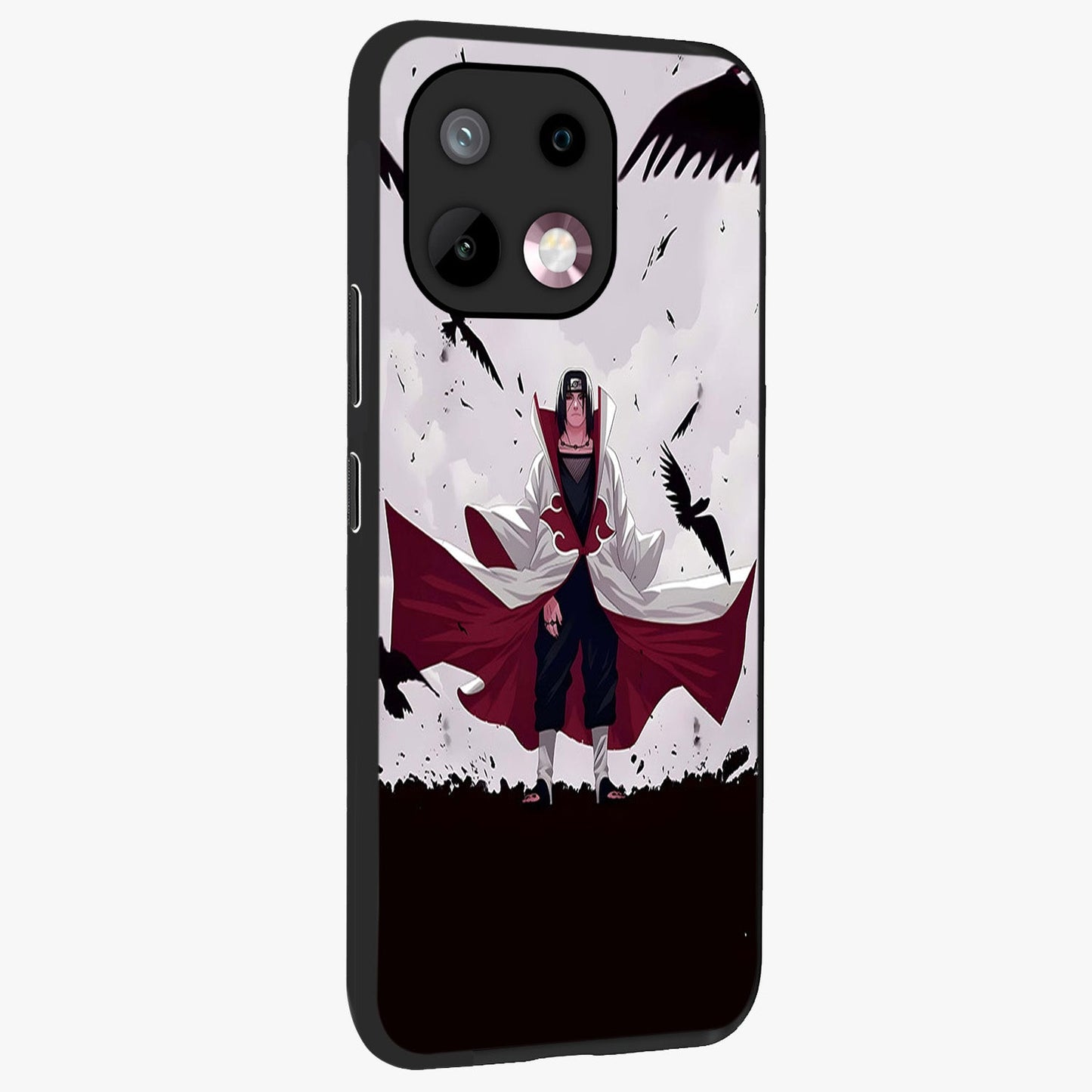 Crimson Crow Ascension Glass Case upright view showcasing dramatic crow artwork with bold gothic theme.
