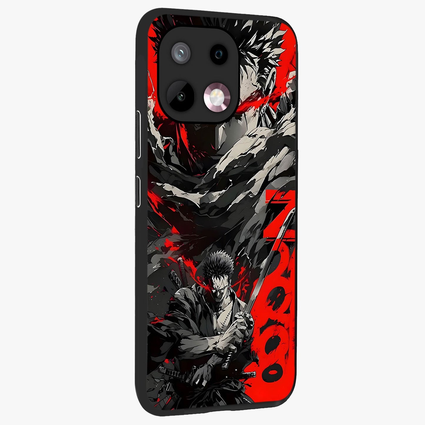Demon Sword Resolve Glass Case upright view showcasing dramatic warrior artwork with intense battle theme.