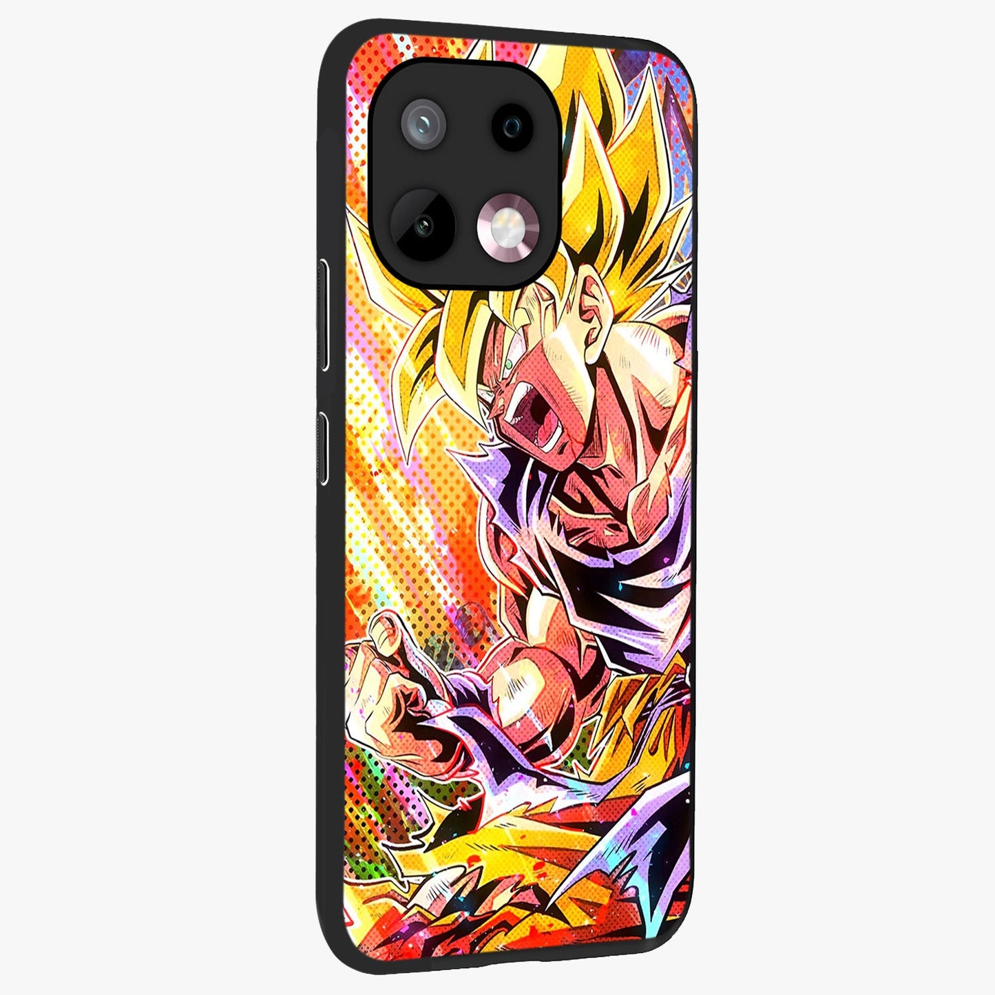 Firing Goku Glass Case upright view showcasing energetic anime artwork with bold warrior theme.