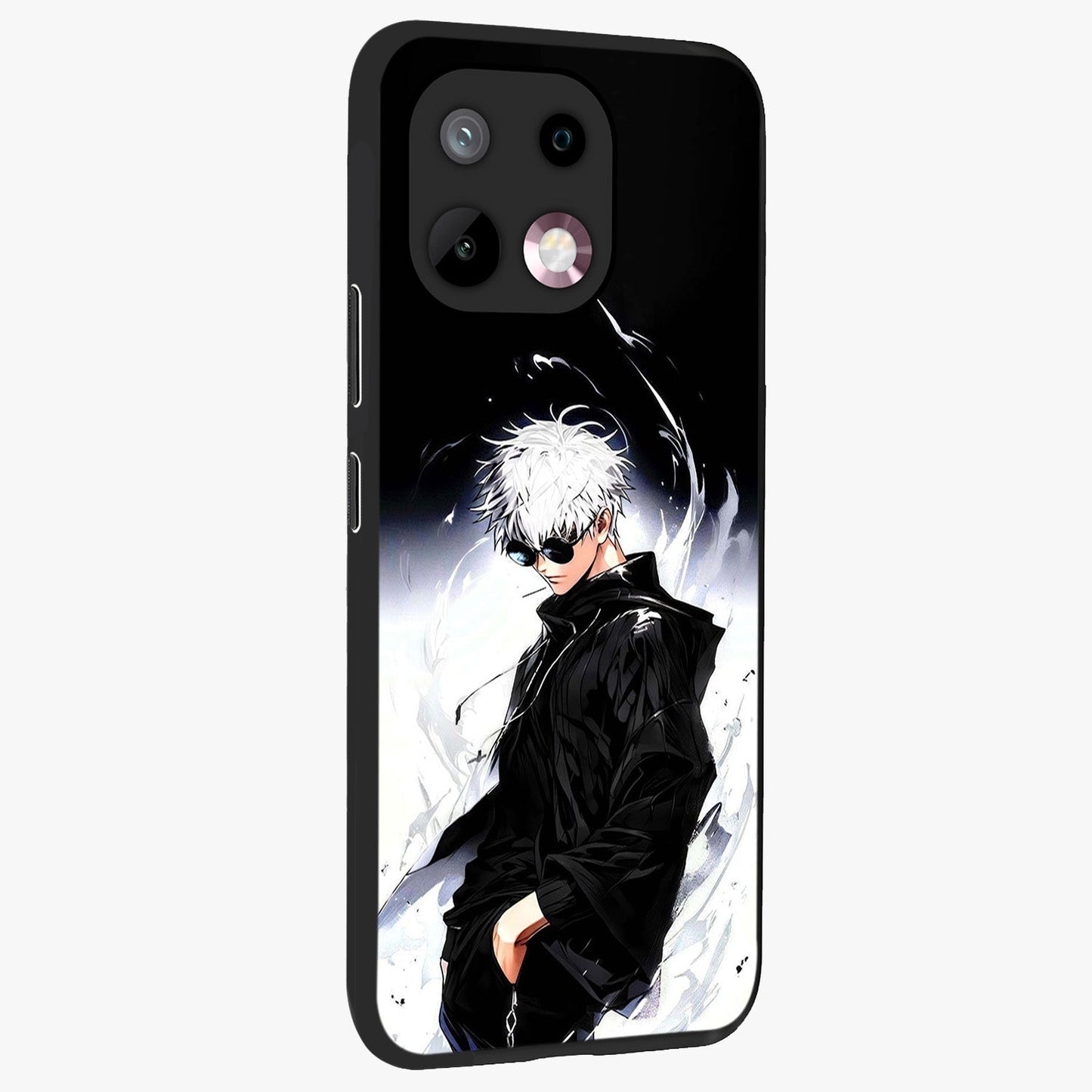 Limitless Shadow King Glass Case upright view showcasing bold shadow warrior artwork with epic fantasy theme.