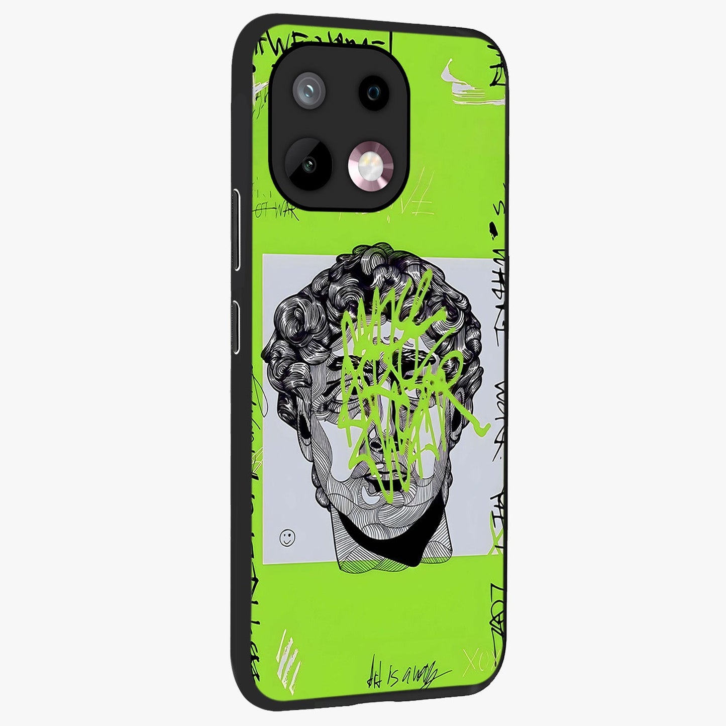 Neo Graffiti Rebellion Glass Case upright view showcasing colorful graffiti artwork with bold modern street style.