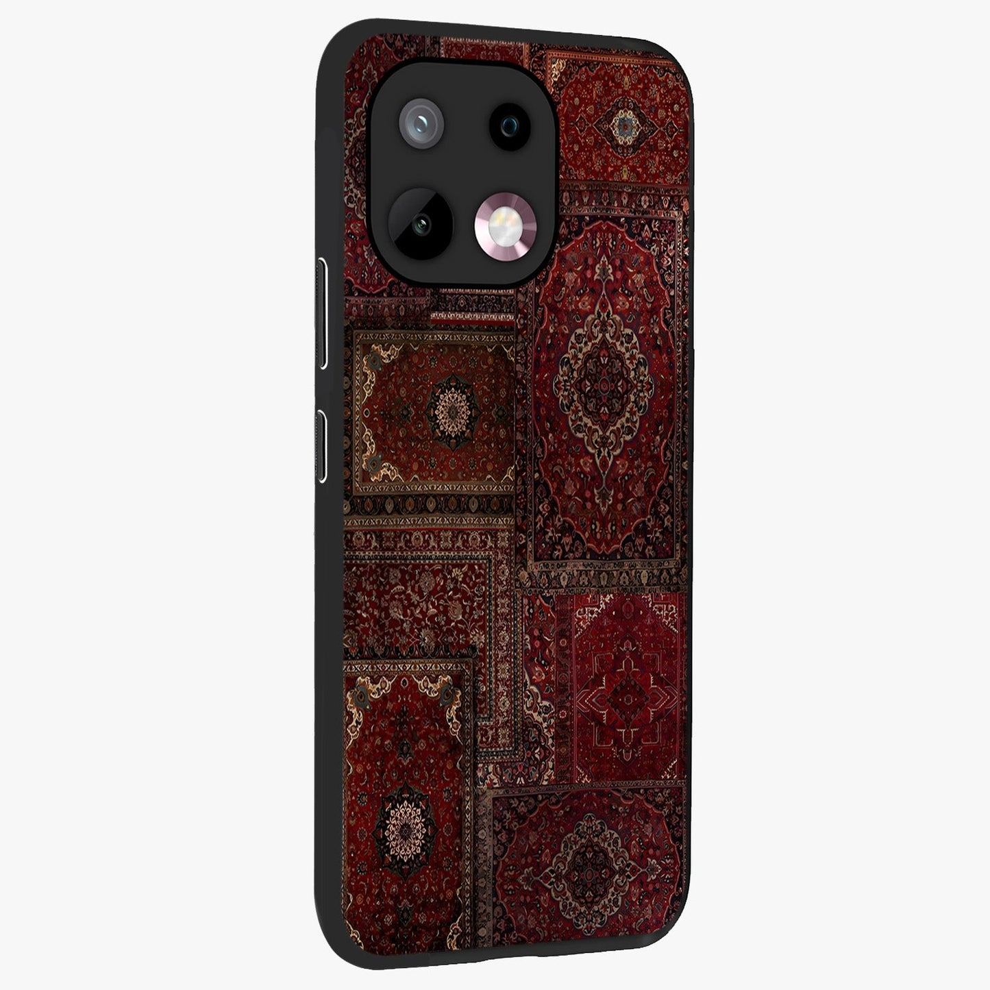 Persian Velvet Tale Glass Case upright view showcasing elegant Persian artwork with classic heritage theme.