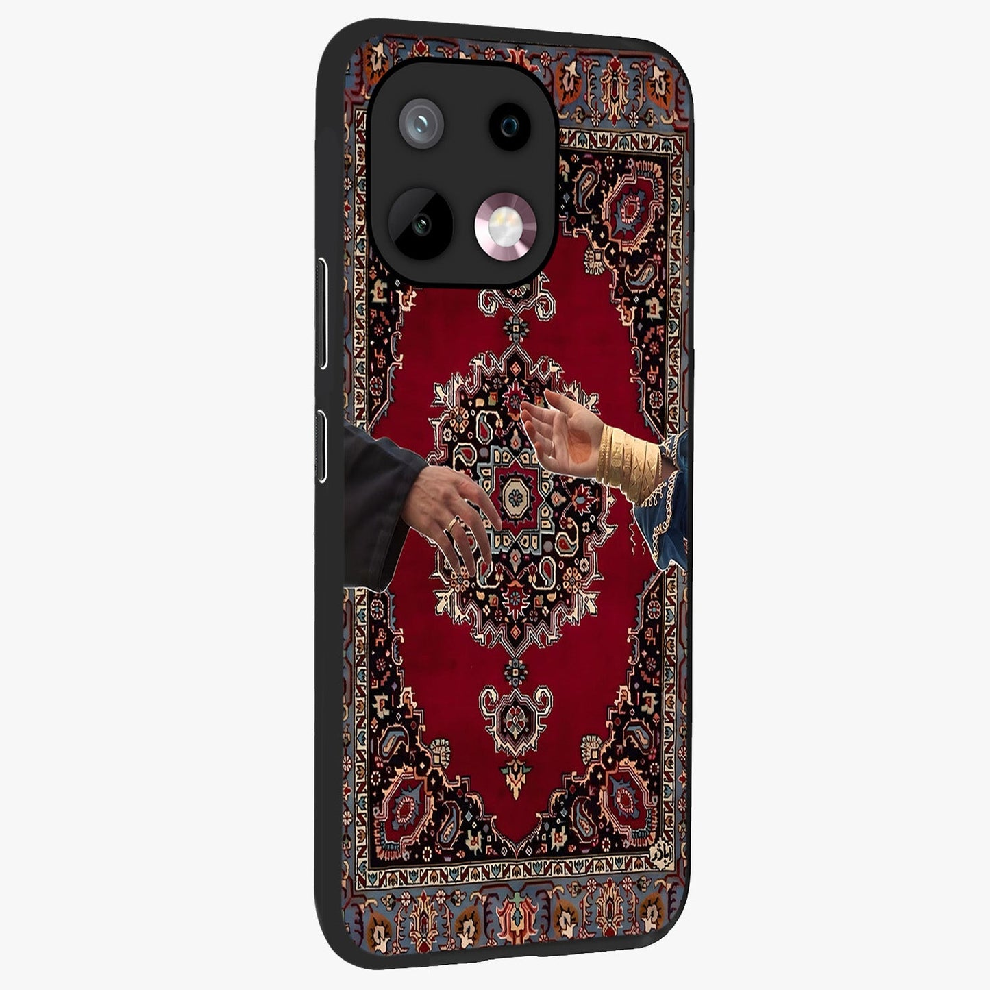 Royal Touch Reach Glass Case upright view showcasing stylish royal inspired artwork with graceful theme.