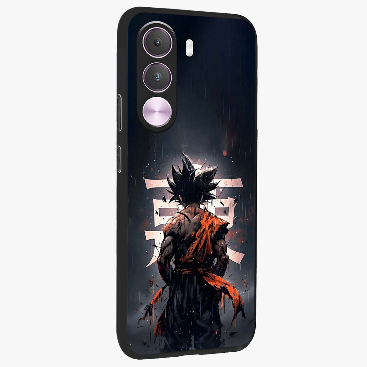 Dark Warrior In Rain Glass Case upright view showcasing powerful rainy battle scene with intense cinematic style.
