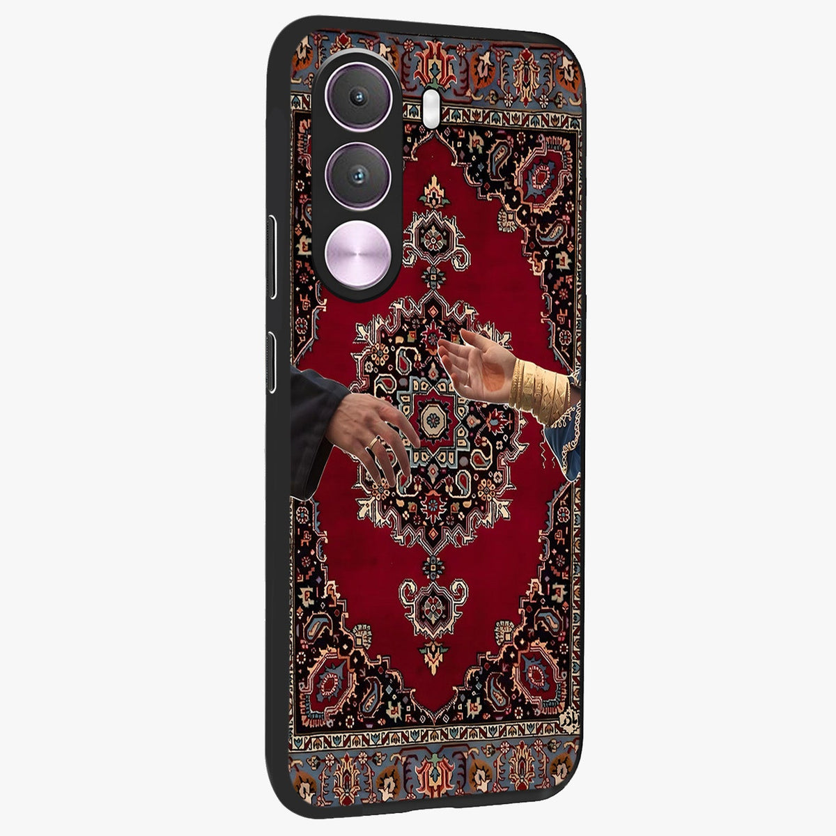 Royal Touch Reach Glass Case upright view showcasing stylish royal inspired artwork with graceful theme.