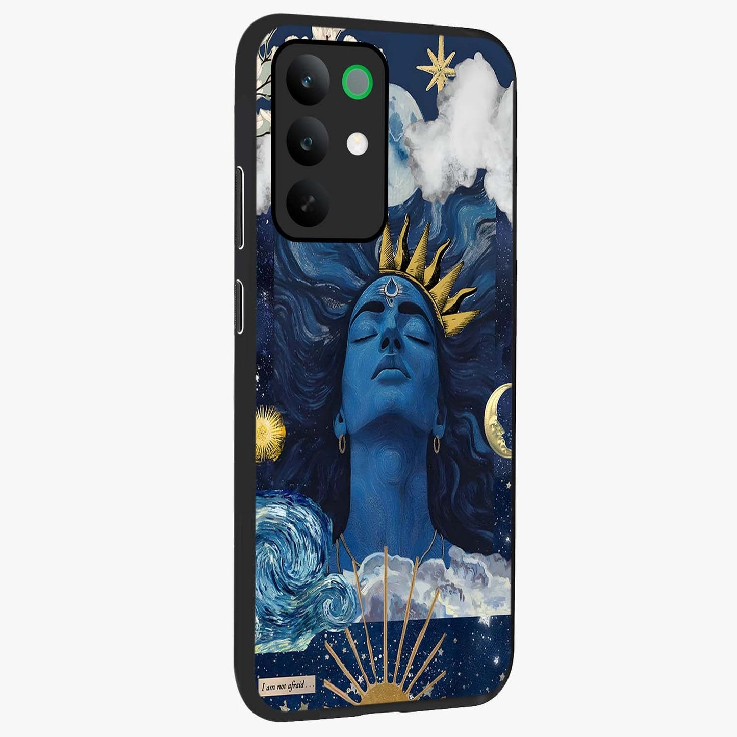 Aesthetic Lord Shiva Glass Case upright view showcasing powerful Lord Shiva artwork with devotional theme.