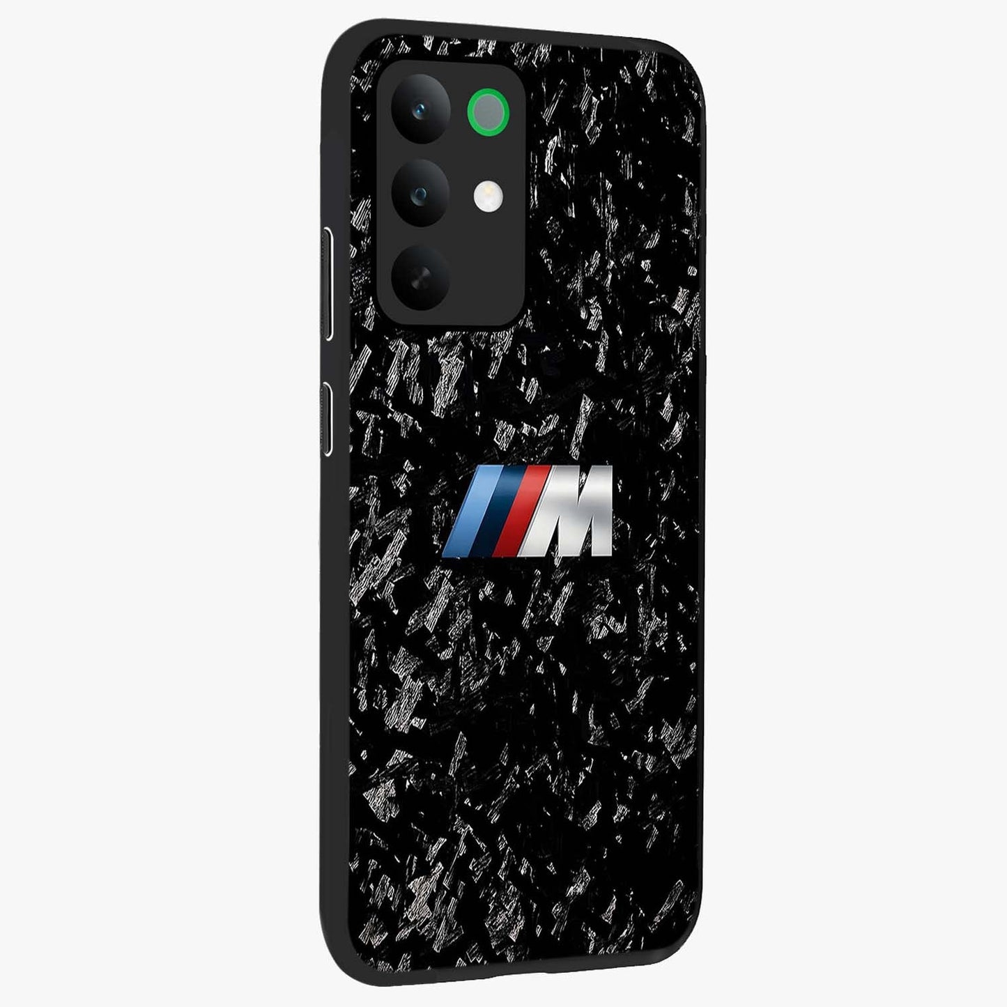 Carbon Speed Mark Glass Case upright view showcasing modern carbon speed graphic with bold automotive theme.