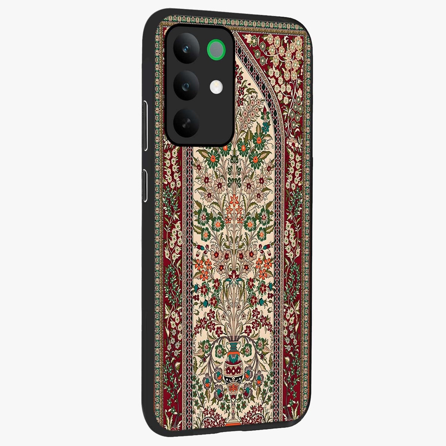 Persian Inspired Glass Case upright view showcasing decorative Persian artwork with rich heritage theme.