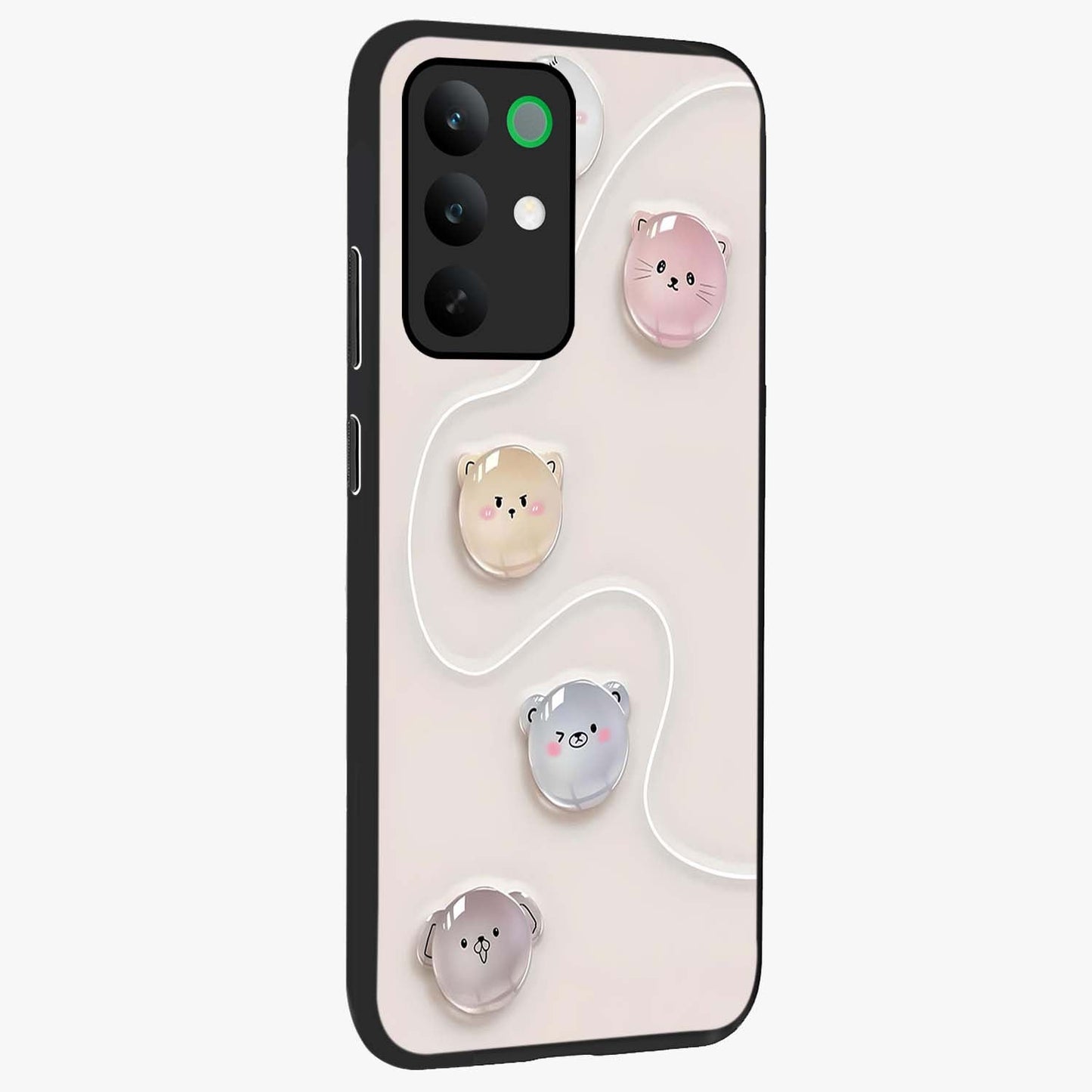 Puffy Face Parade Glass Case upright view showcasing adorable character artwork with cheerful animated theme.