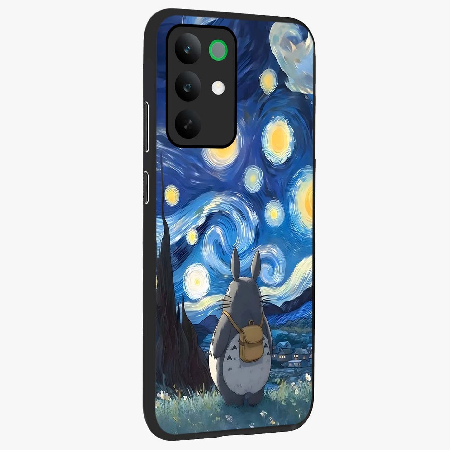 Totoro In Van Gogh Art Glass Case upright view showcasing creative character artwork with painterly artistic theme.
