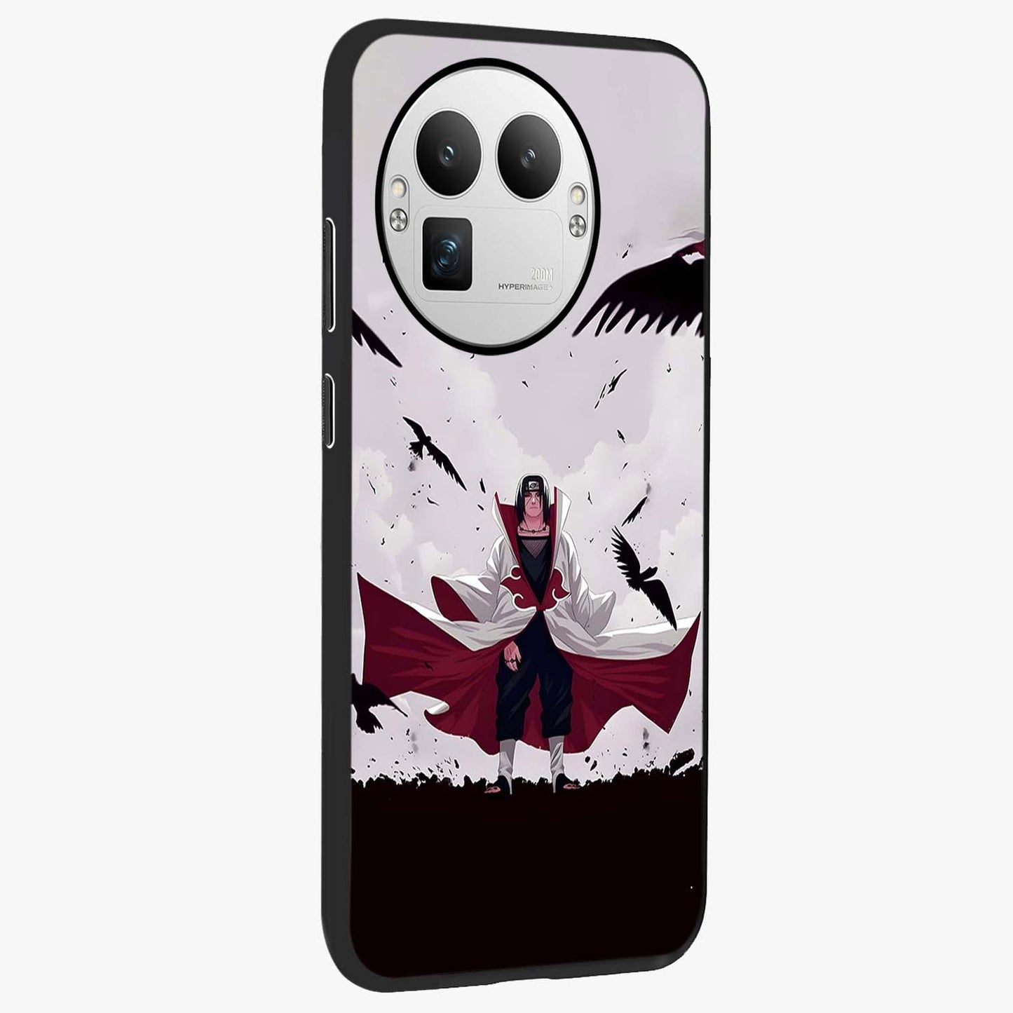 Crimson Crow Ascension Glass Case upright view showcasing dramatic crow artwork with bold gothic theme.