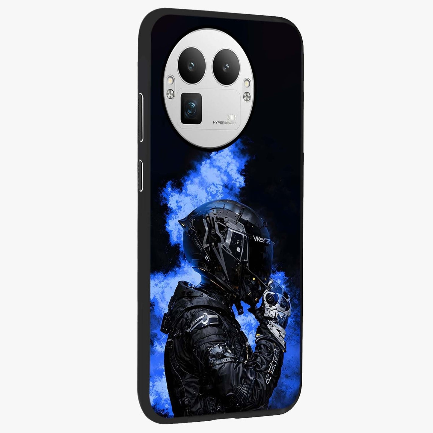 Cyber Sentinel Protocol Glass Case upright view showcasing advanced cyber sentinel artwork with futuristic tech theme.