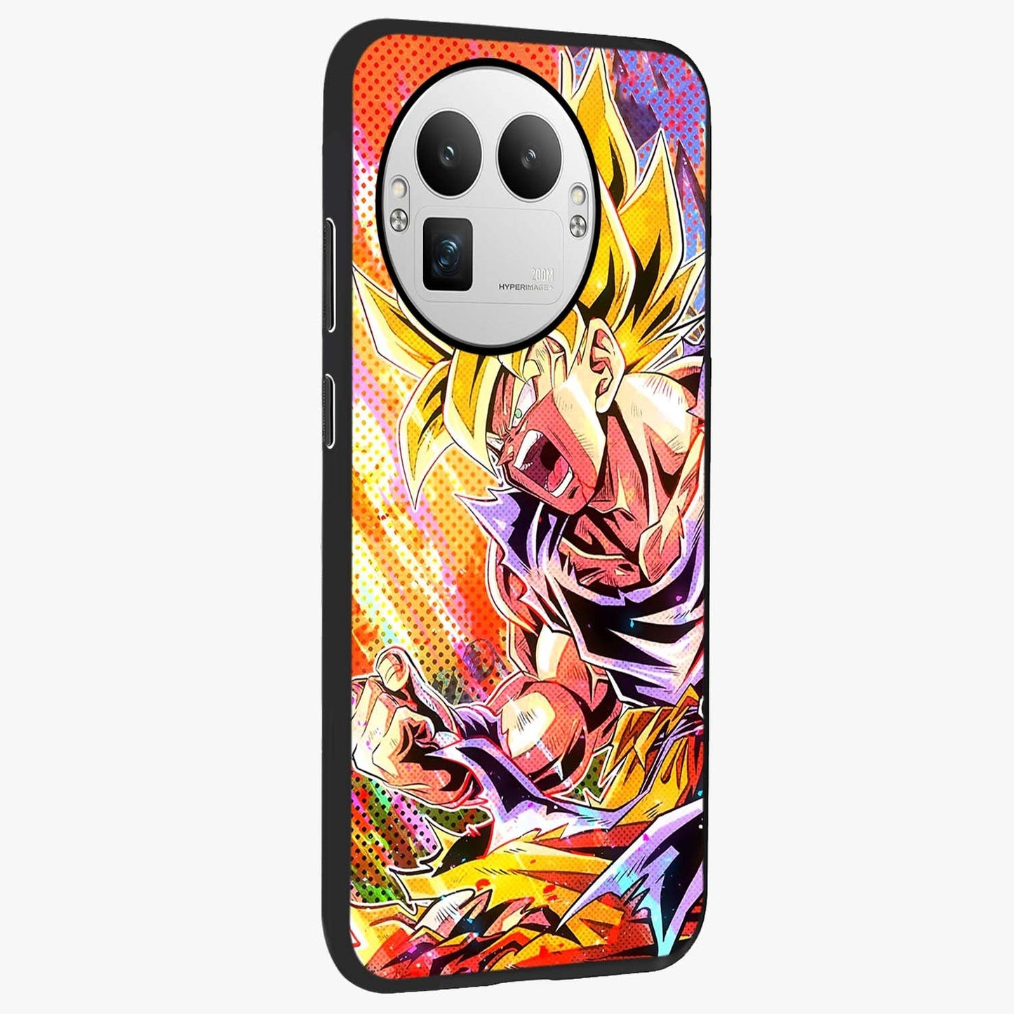 Firing Goku Glass Case upright view showcasing energetic anime artwork with bold warrior theme.