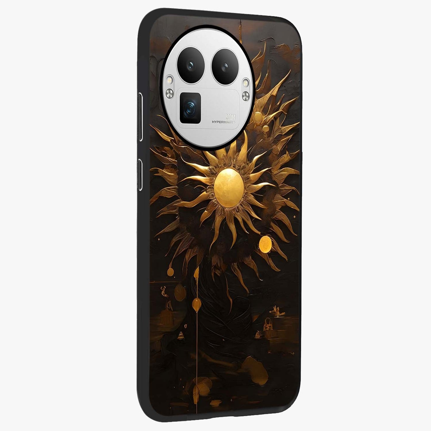 Golden Sun Majesty Glass Case upright view showcasing haunting graveyard artwork with dramatic dark theme.