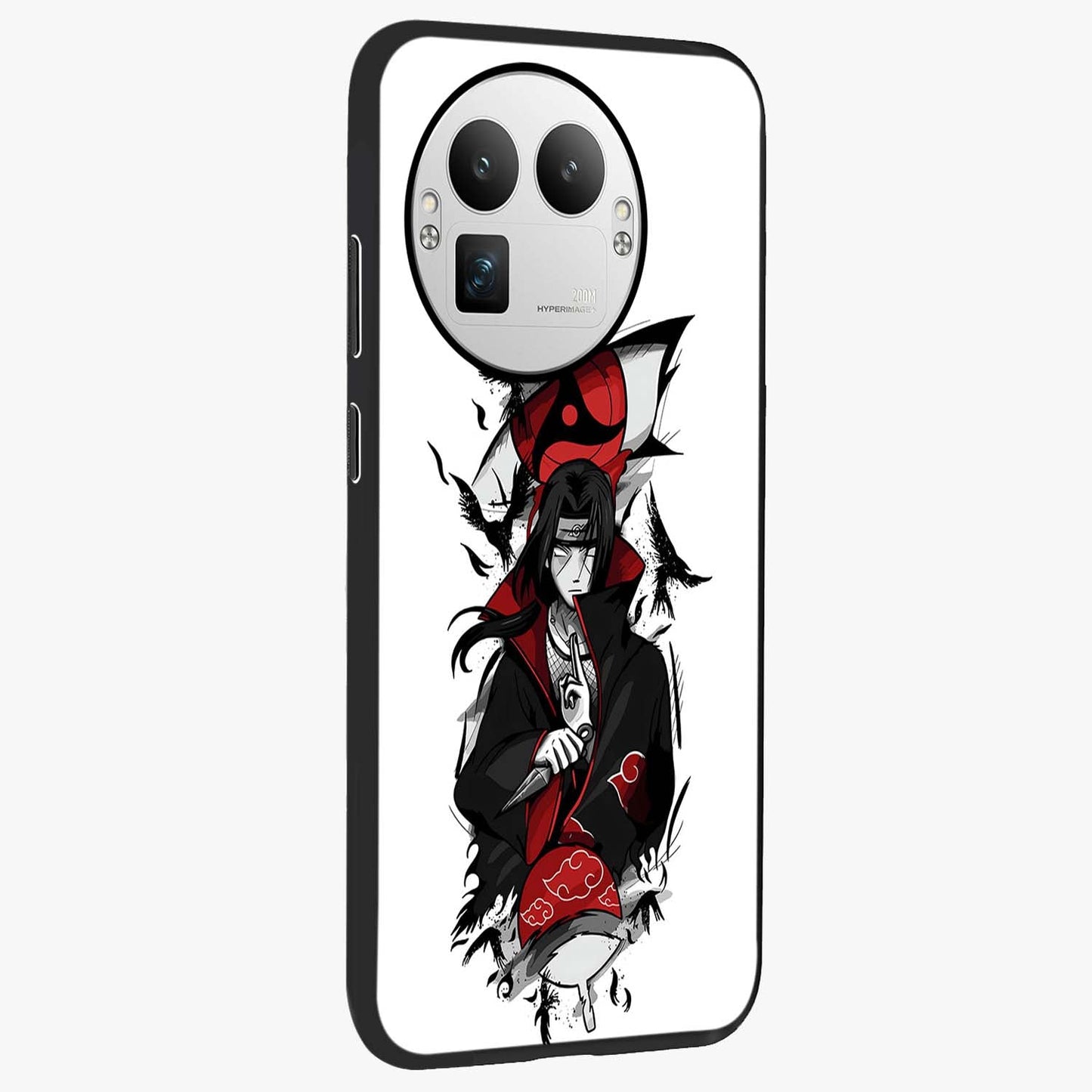 Itachi Limited Edition Naruto Anime Glass Case upright view showcasing intense anime artwork with powerful character theme.