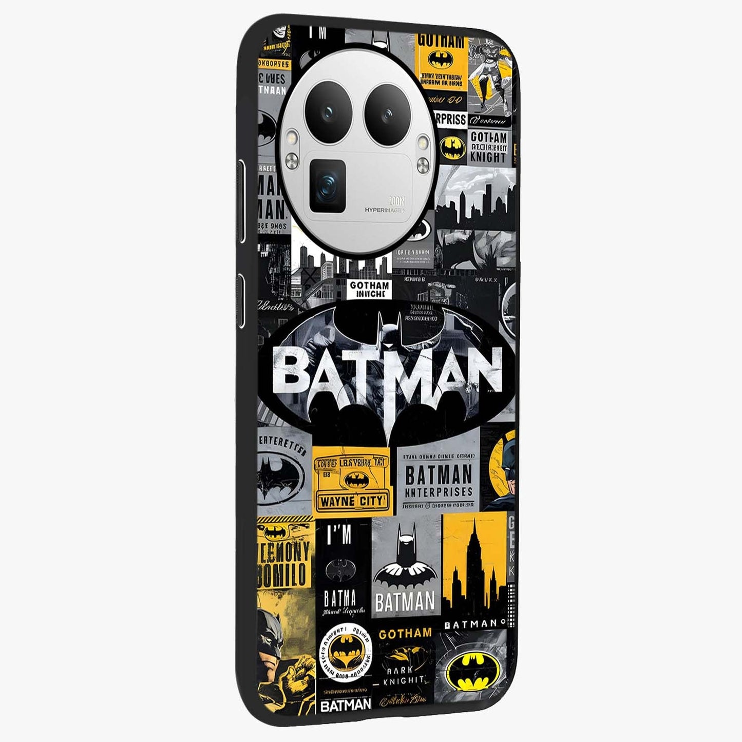Knight Gotham Rise Glass Case upright view showcasing bold vigilante themed artwork with gothic city vibe.