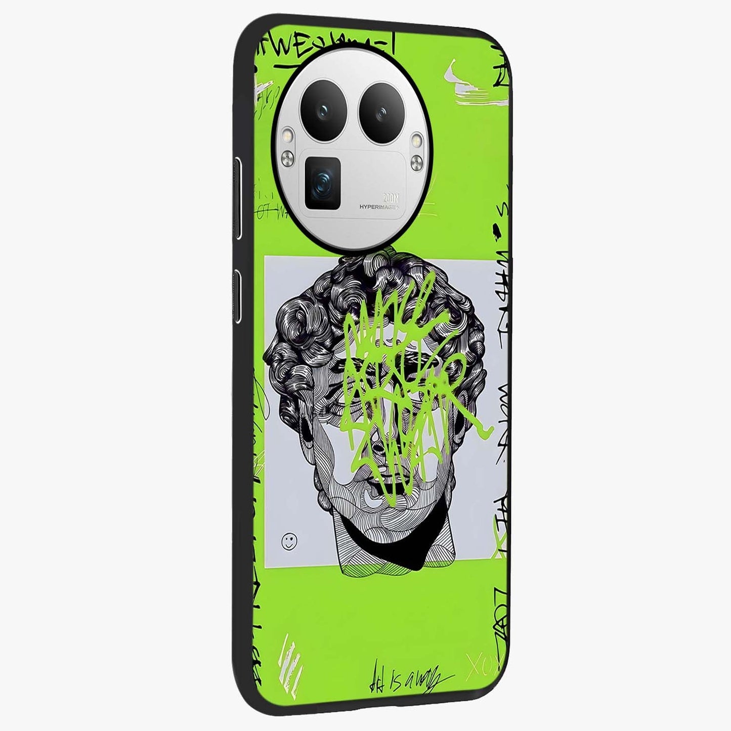 Neo Graffiti Rebellion Glass Case upright view showcasing colorful graffiti artwork with bold modern street style.