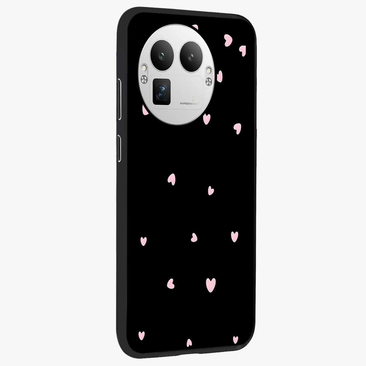 Pink Love Drops Glass Case upright view showcasing charming heart drop artwork with romantic playful theme.
