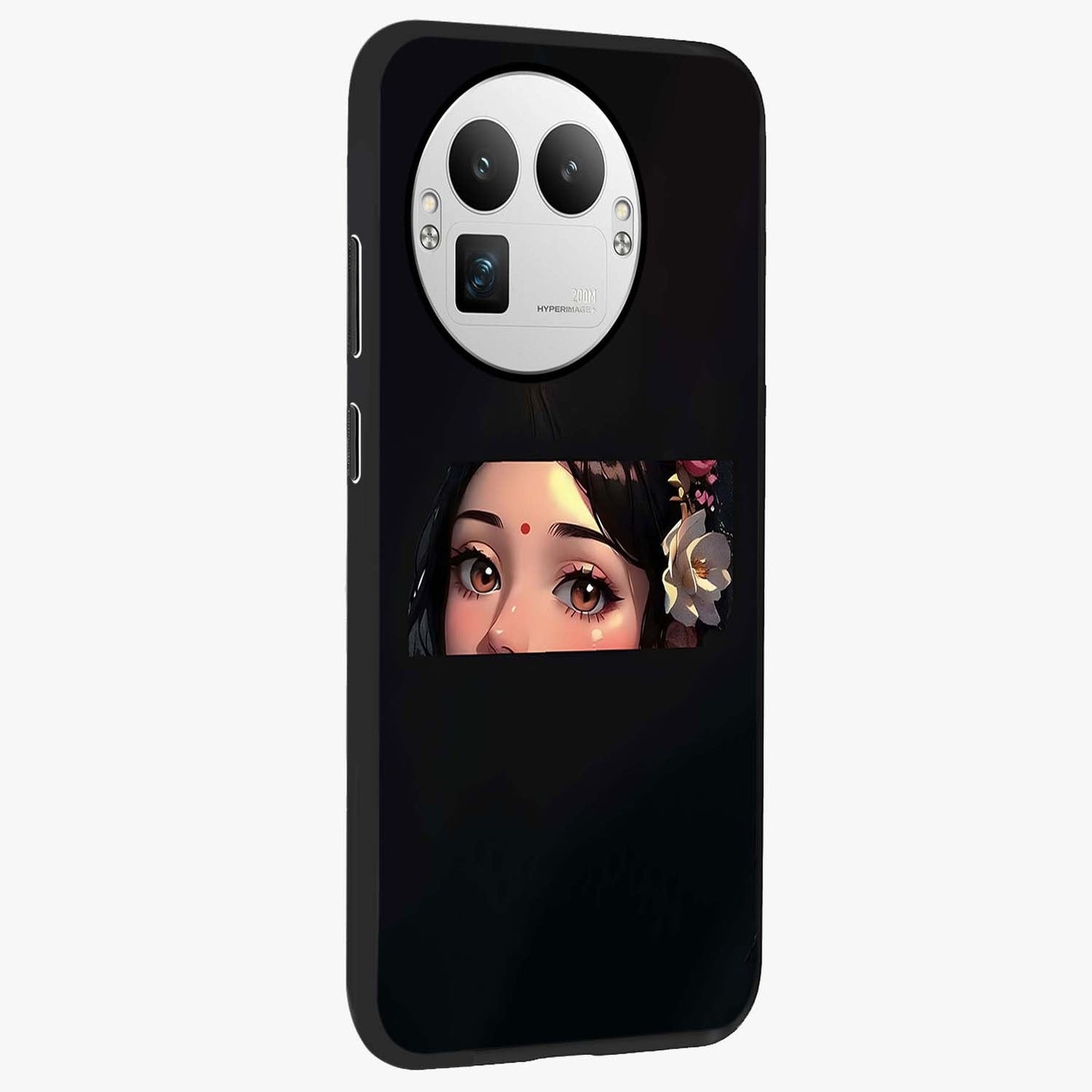 Radha Divine Embrace Glass Case upright view showcasing sacred Radha themed artwork with peaceful devotional style.
