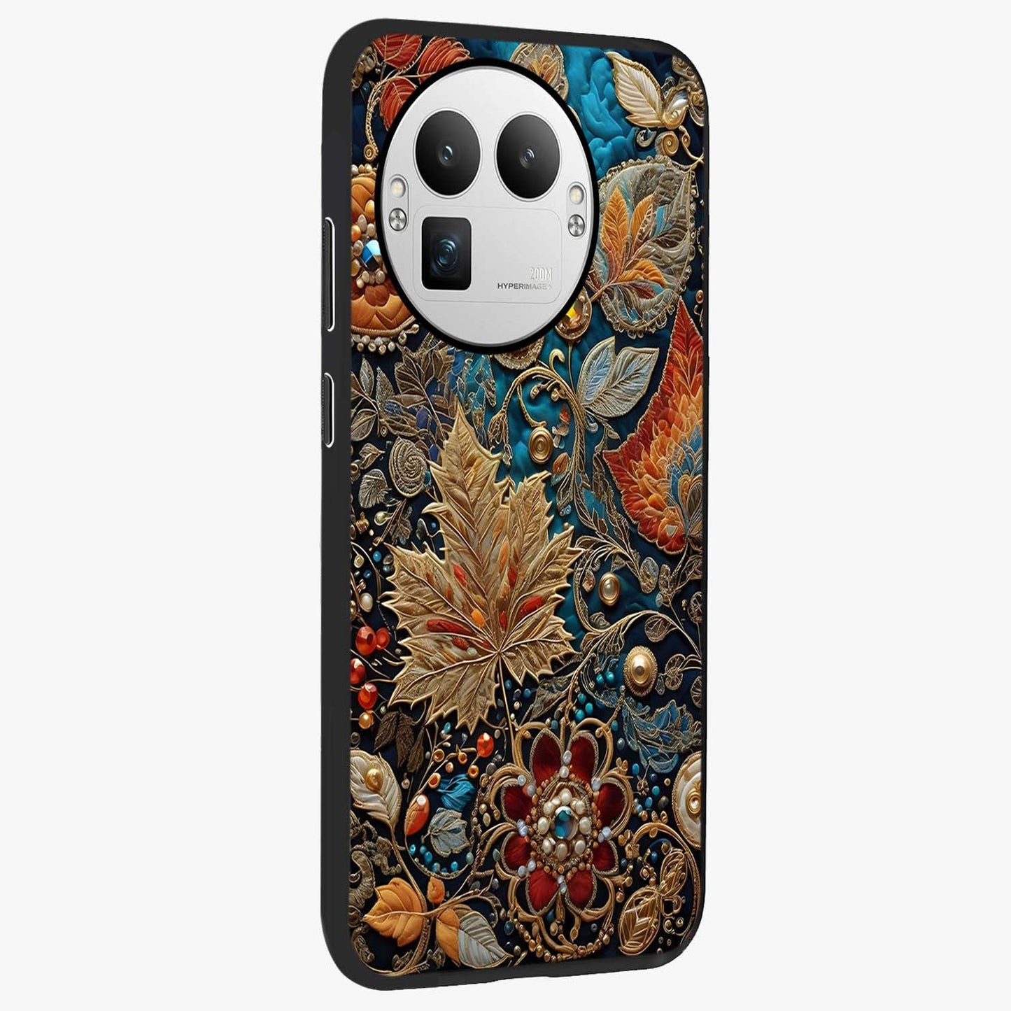 Royal Jewel Garden Glass Case upright view showcasing rich floral artwork with luxurious garden theme.