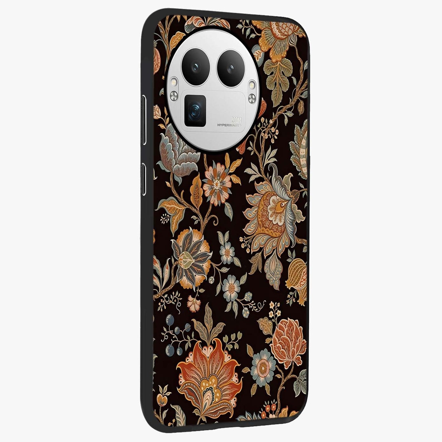 Vintage Floral Dream Glass Case upright view showcasing delicate floral artwork with timeless vintage theme.