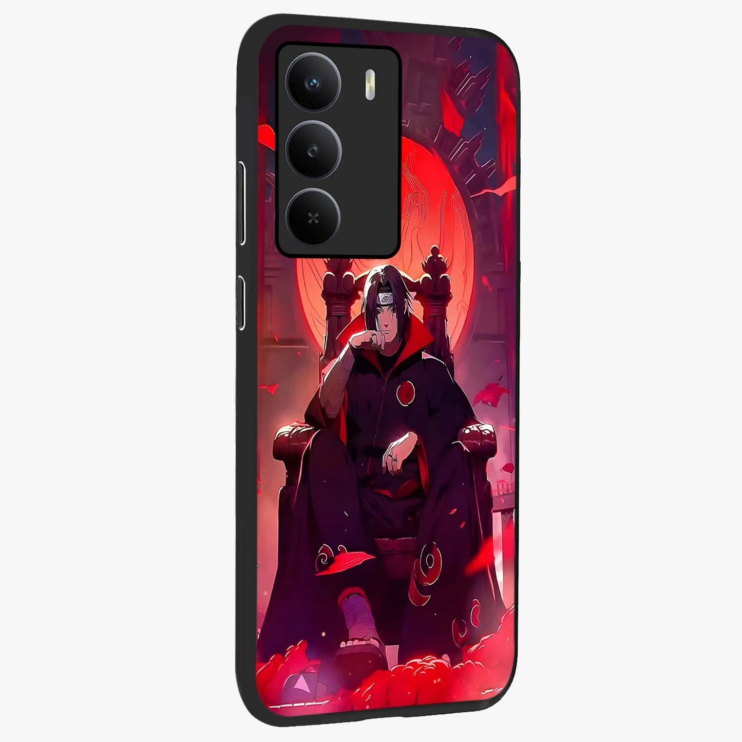 Blood Moon Sovereign Glass Case upright view showcasing powerful moon inspired artwork with cosmic aesthetic style.