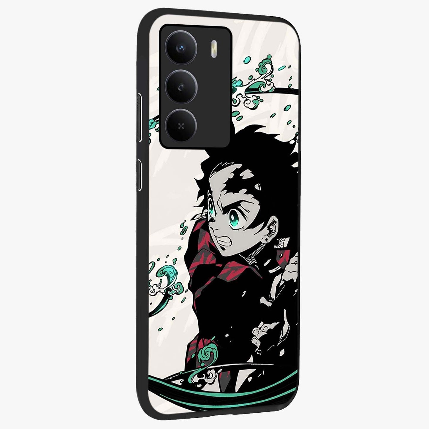 Demon Slayer Glass Case upright view showcasing powerful anime artwork with intense warrior theme.