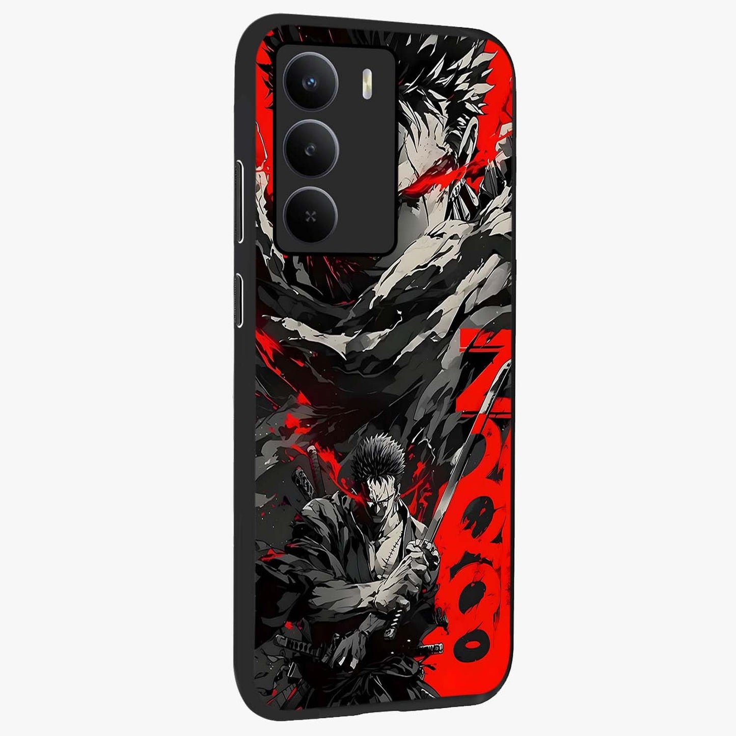 Demon Sword Resolve Glass Case upright view showcasing dramatic warrior artwork with intense battle theme.