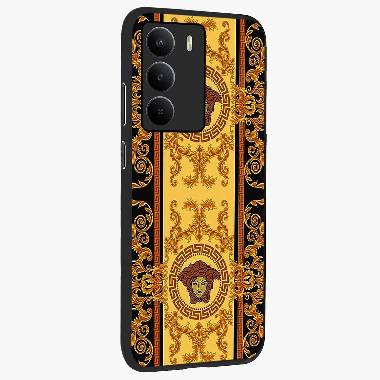 Golden Lotus Glow Glass Case upright view showcasing luminous lotus artwork with peaceful divine theme.
