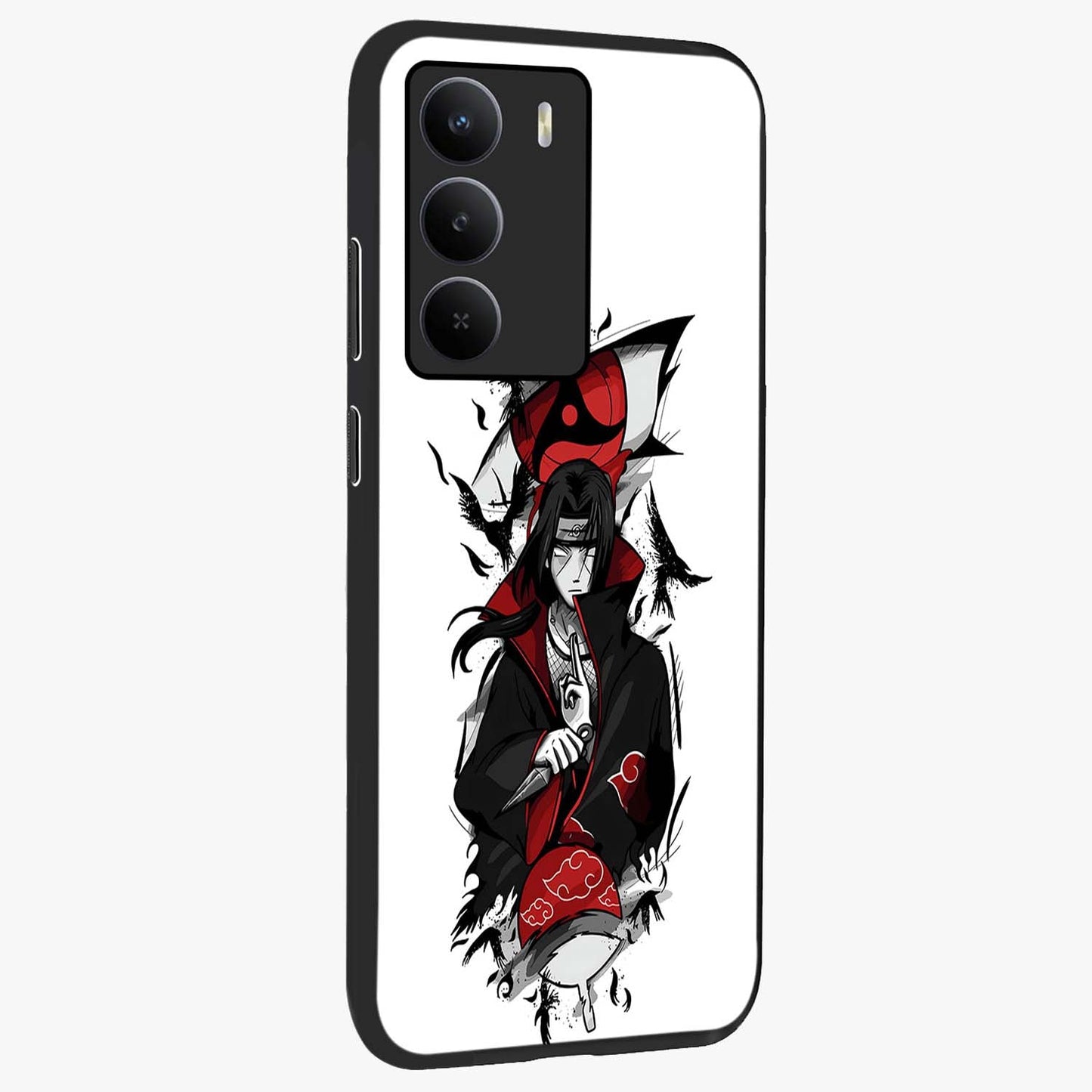 Itachi Limited Edition Naruto Anime Glass Case upright view showcasing intense anime artwork with powerful character theme.