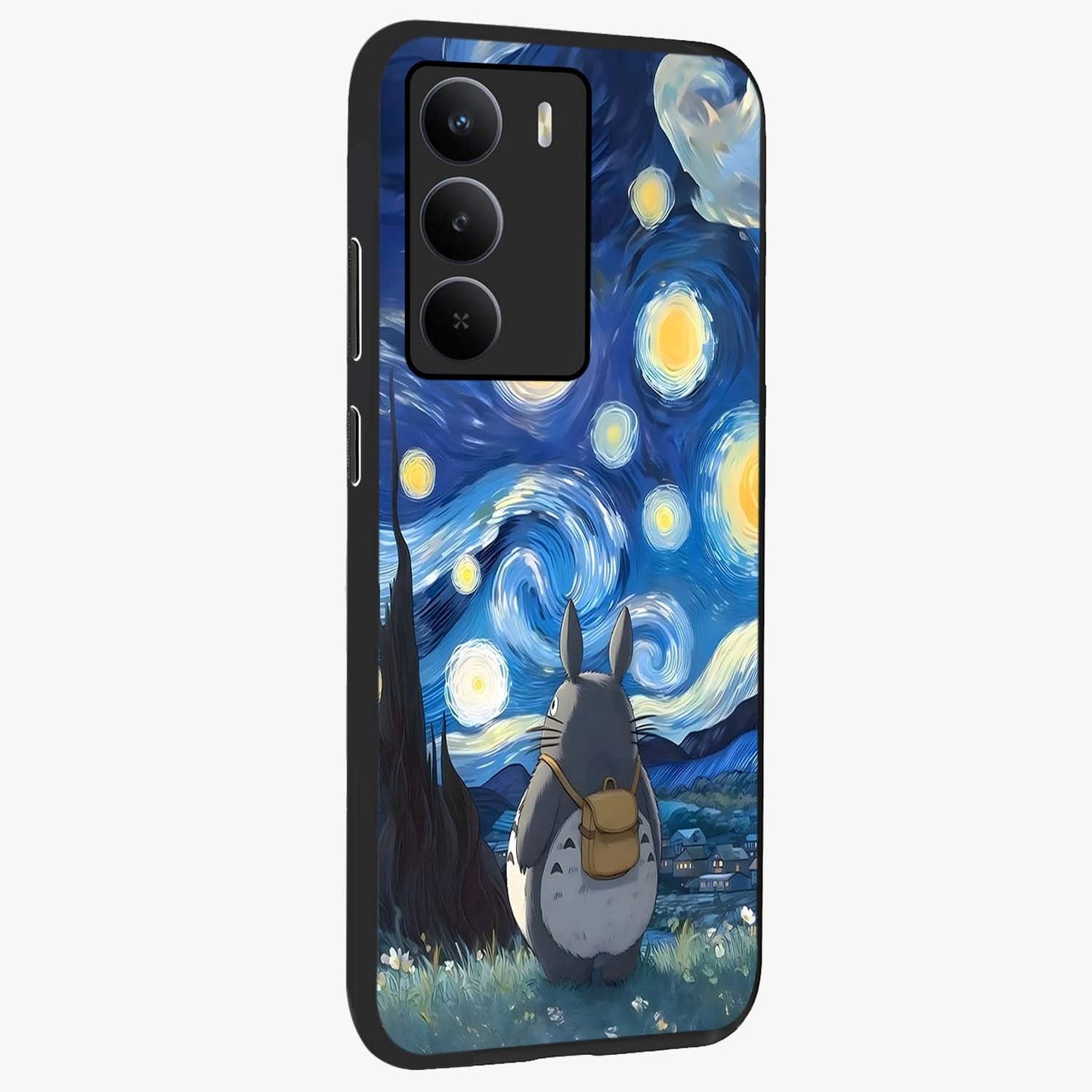 Totoro In Van Gogh Art Glass Case upright view showcasing creative character artwork with painterly artistic theme.