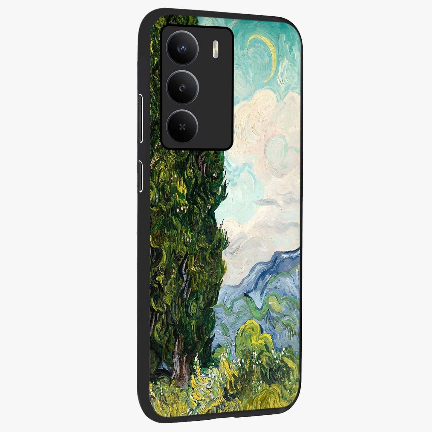 Van Gogh Vintage Art Glass Case upright view showcasing elegant vintage painting artwork with artistic heritage theme.