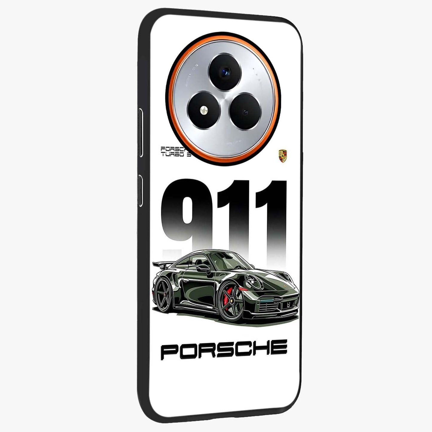 911 Turbo Dominance Glass Case upright perspective showcasing powerful racing design and modern automotive aesthetic.