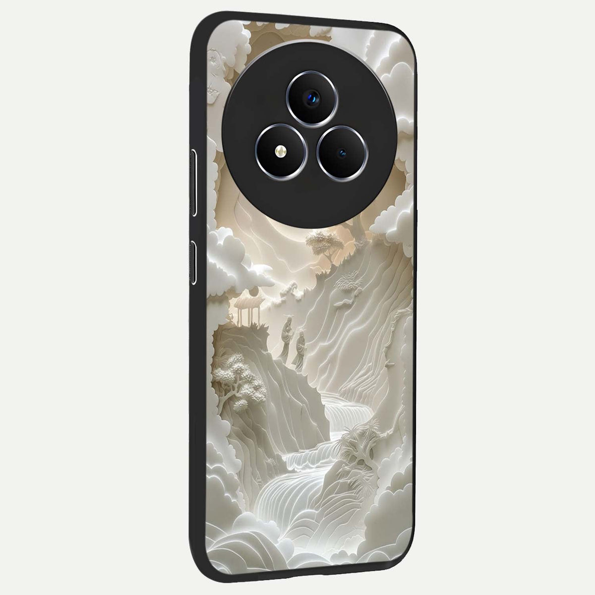Celestial Origami Glass Case upright view showcasing creative origami artwork with modern celestial style.