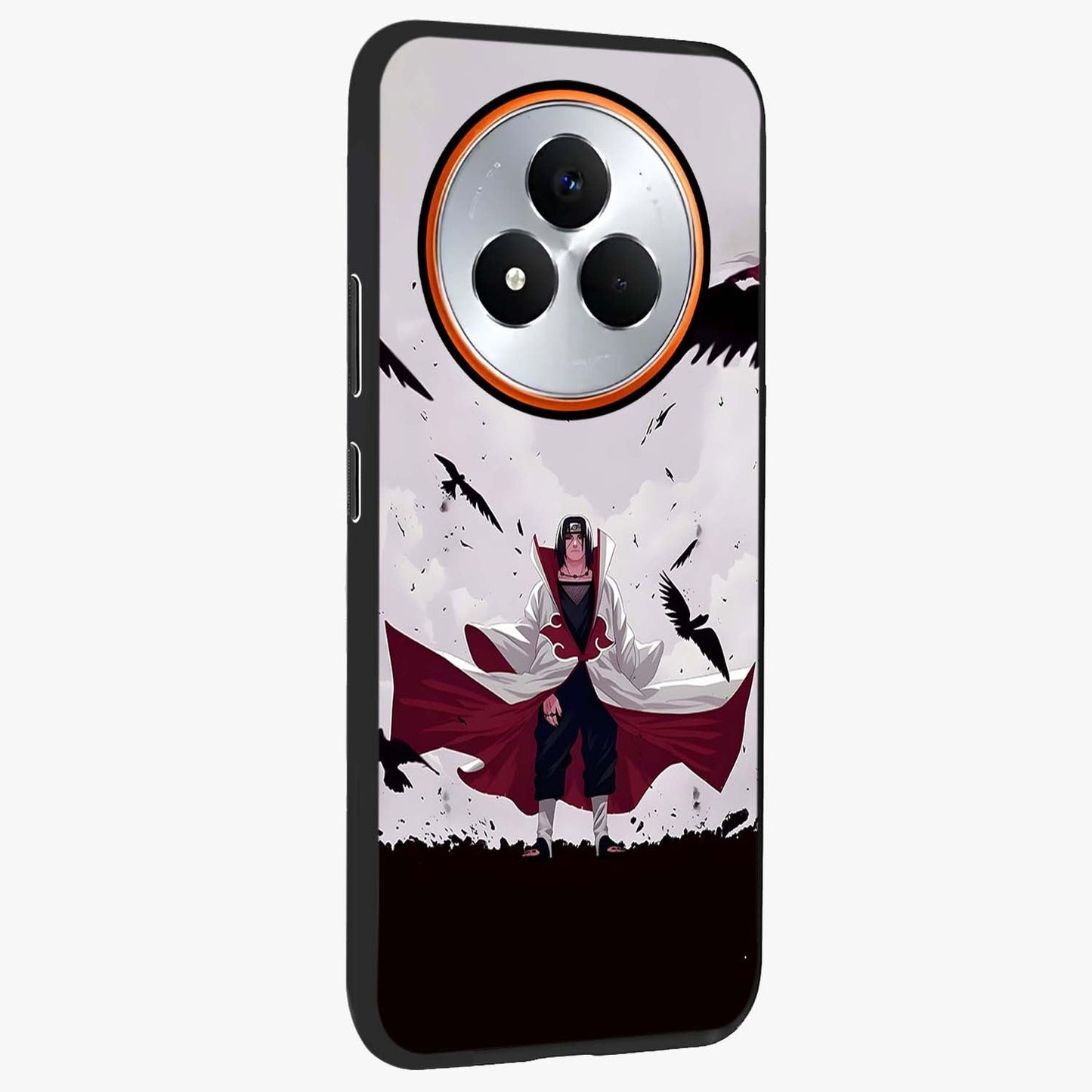 Crimson Crow Ascension Glass Case upright view showcasing dramatic crow artwork with bold gothic theme.